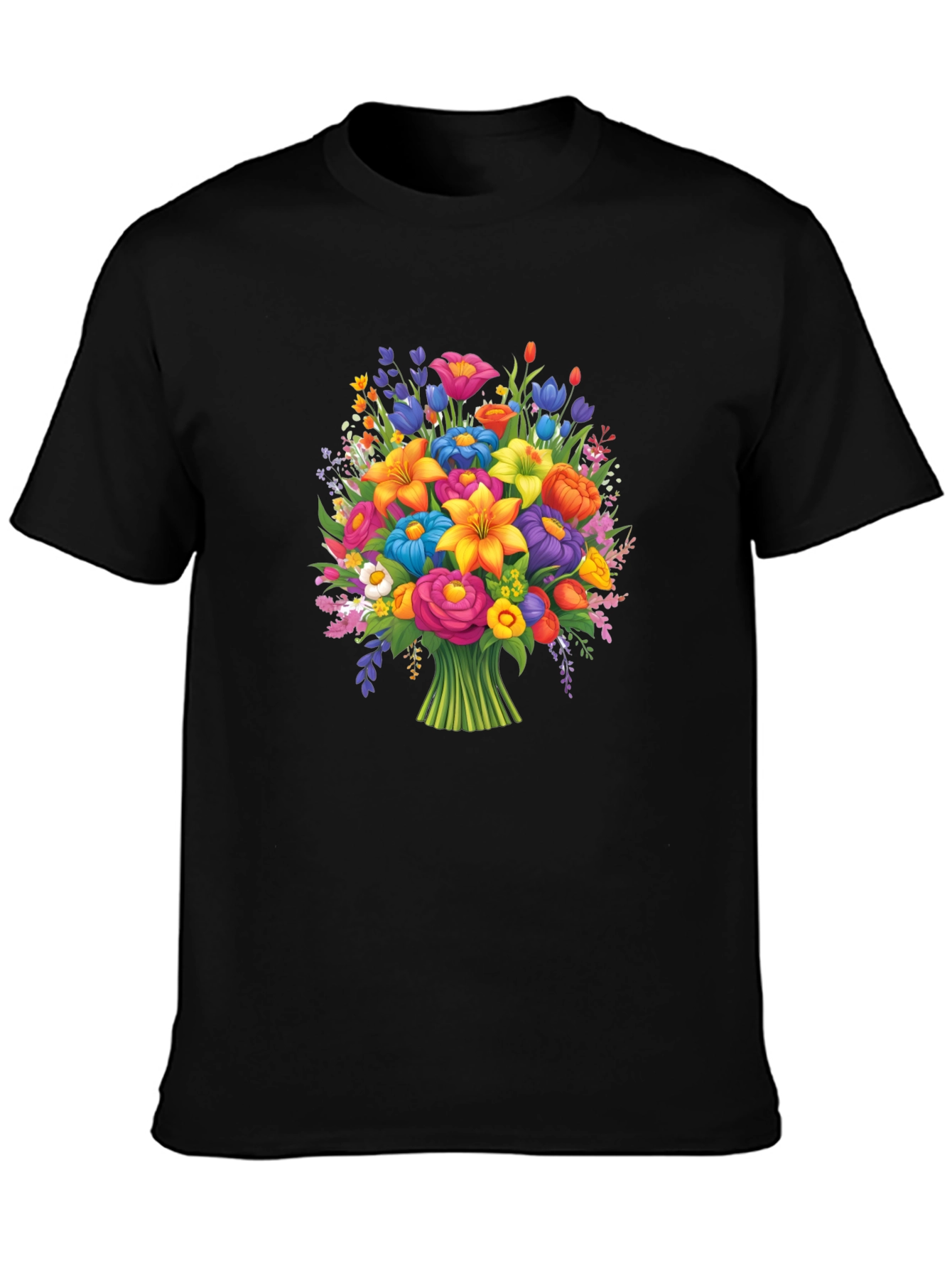 Floral Bouquet Graphic T-Shirt - Vibrant Flower Design