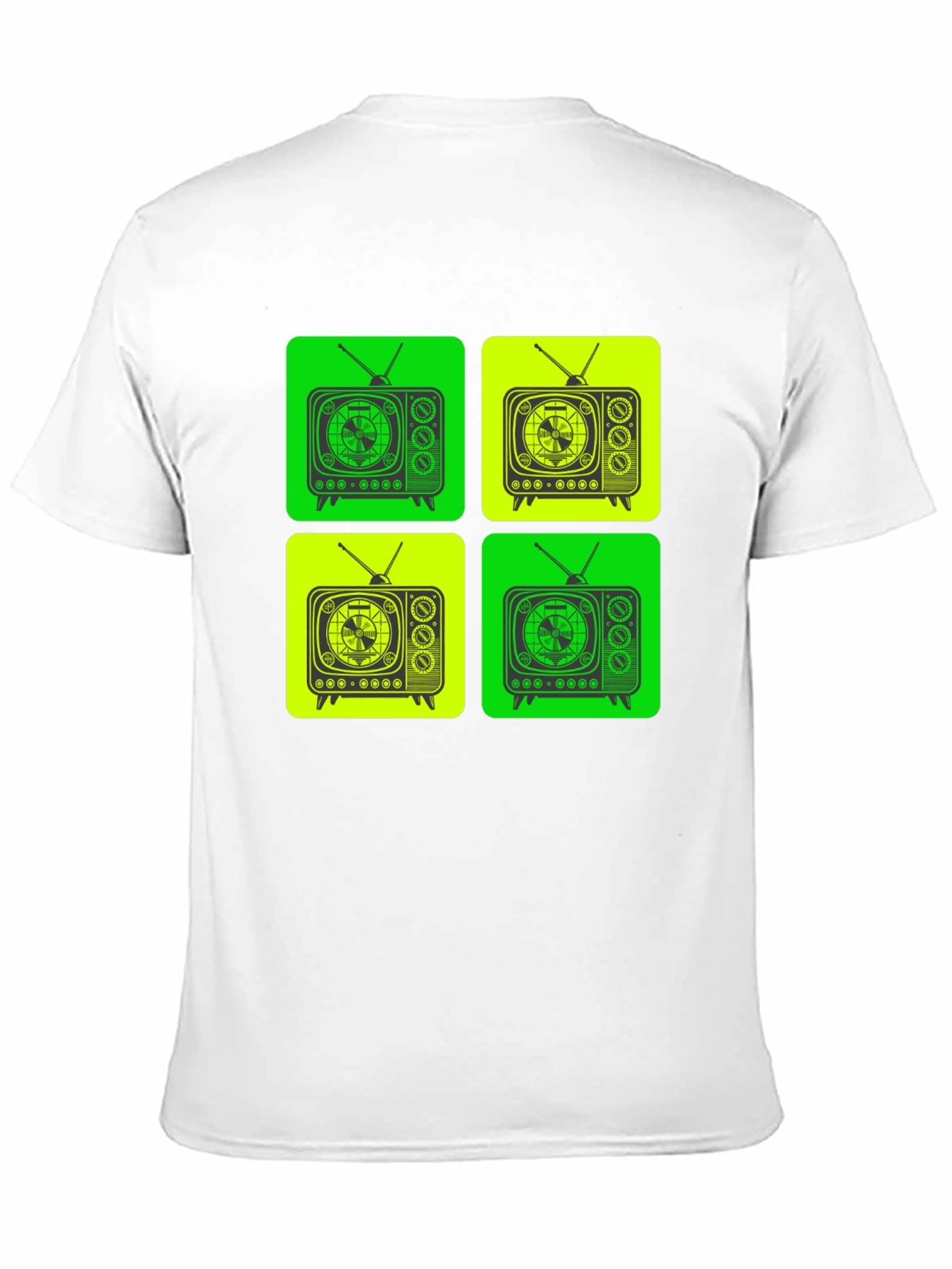 Retro TV Pattern T-Shirt - Black