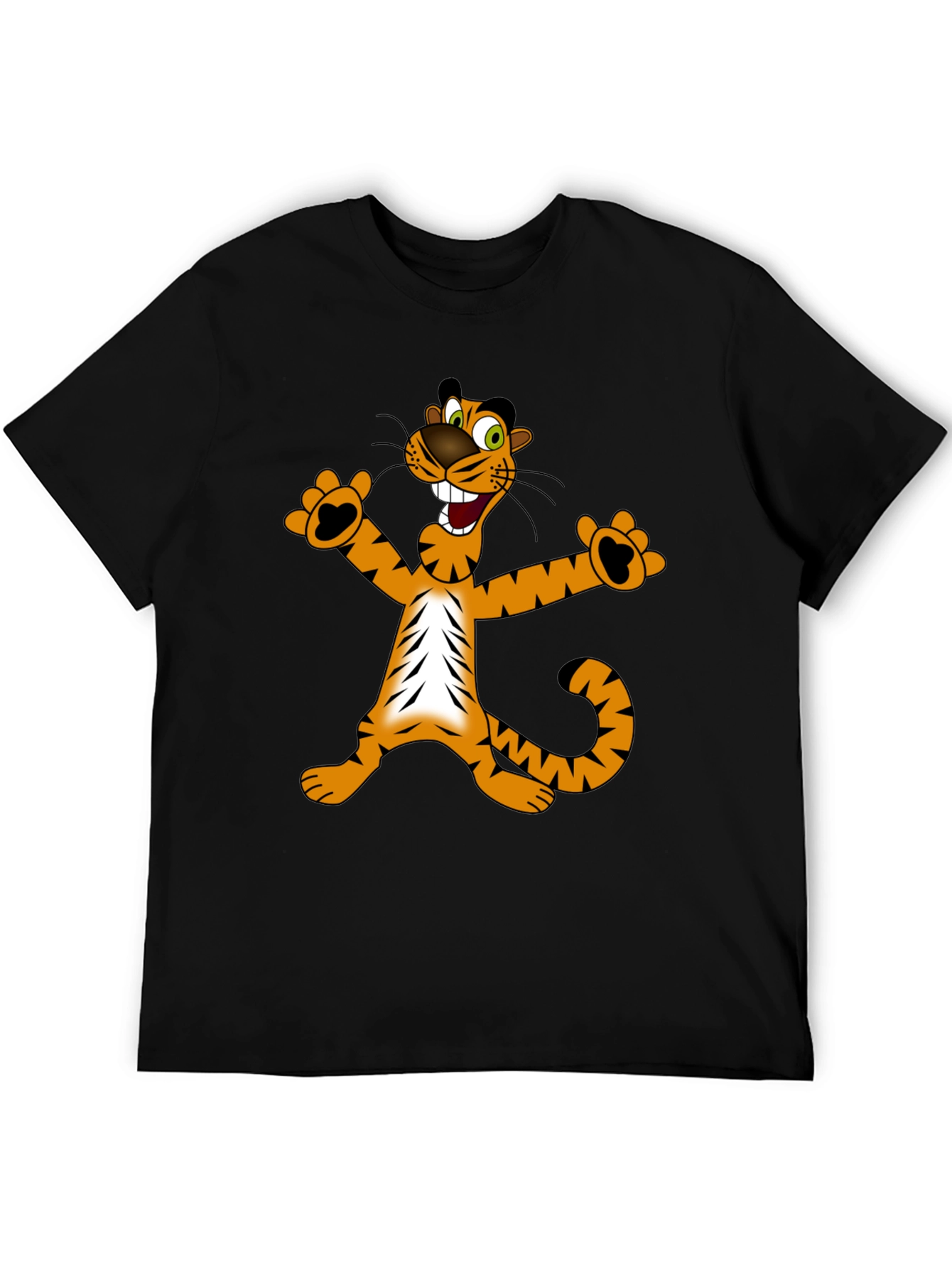 Fun Tiger Graphic Tee - Black Cotton T-Shirt