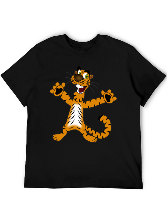 Fun Tiger Graphic Tee - Black Cotton T-Shirt