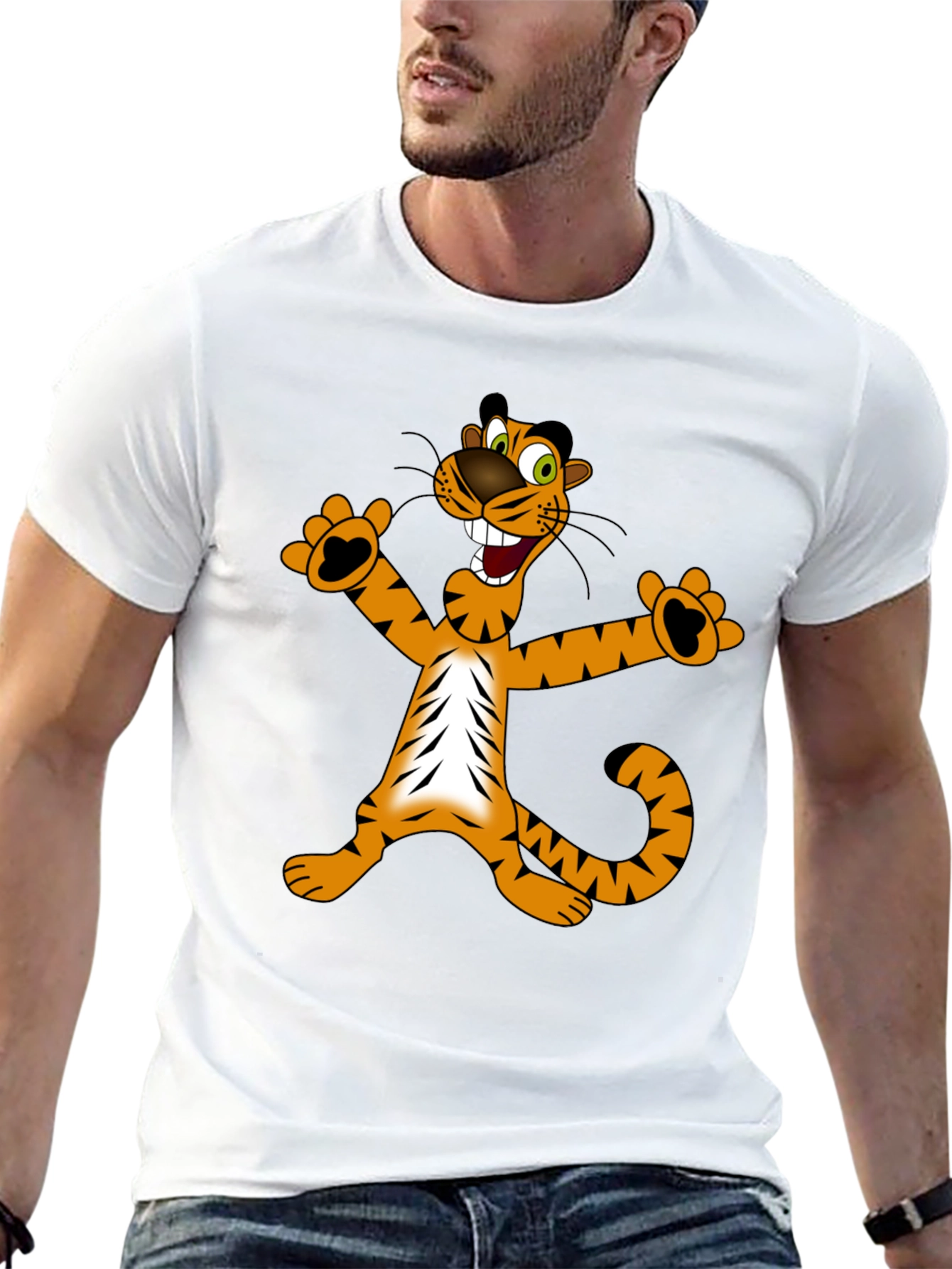 Fun Tiger Graphic Tee - Black Cotton T-Shirt