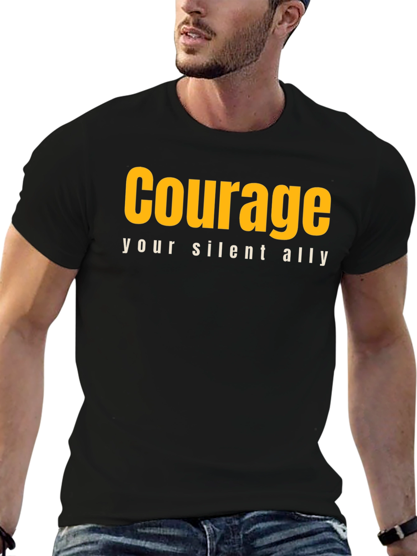 Courage Graphic Tee - Motivational Black T-Shirt