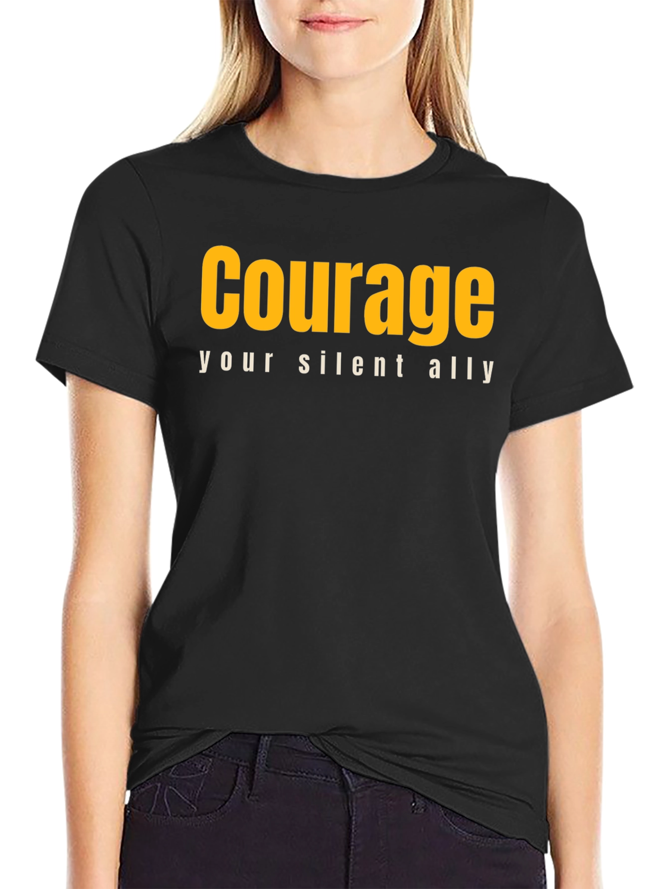 Courage Graphic Tee - Motivational Black T-Shirt