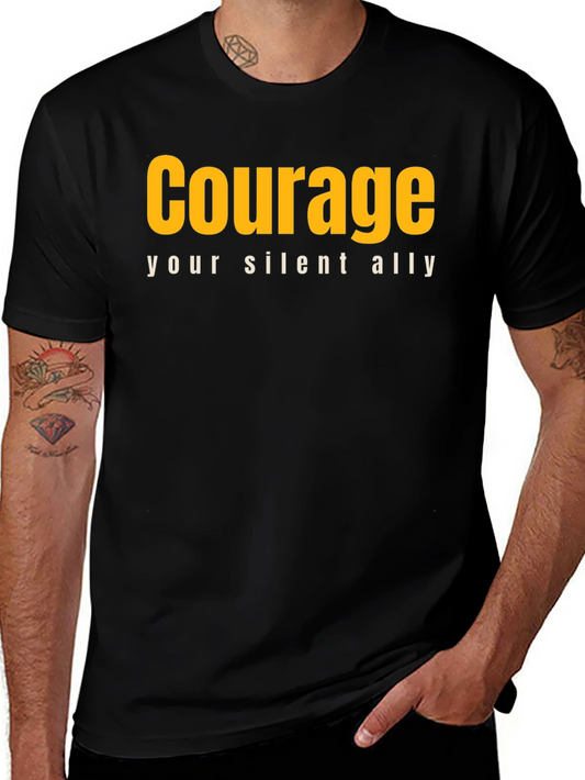 Courage Graphic Tee - Motivational Black T-Shirt
