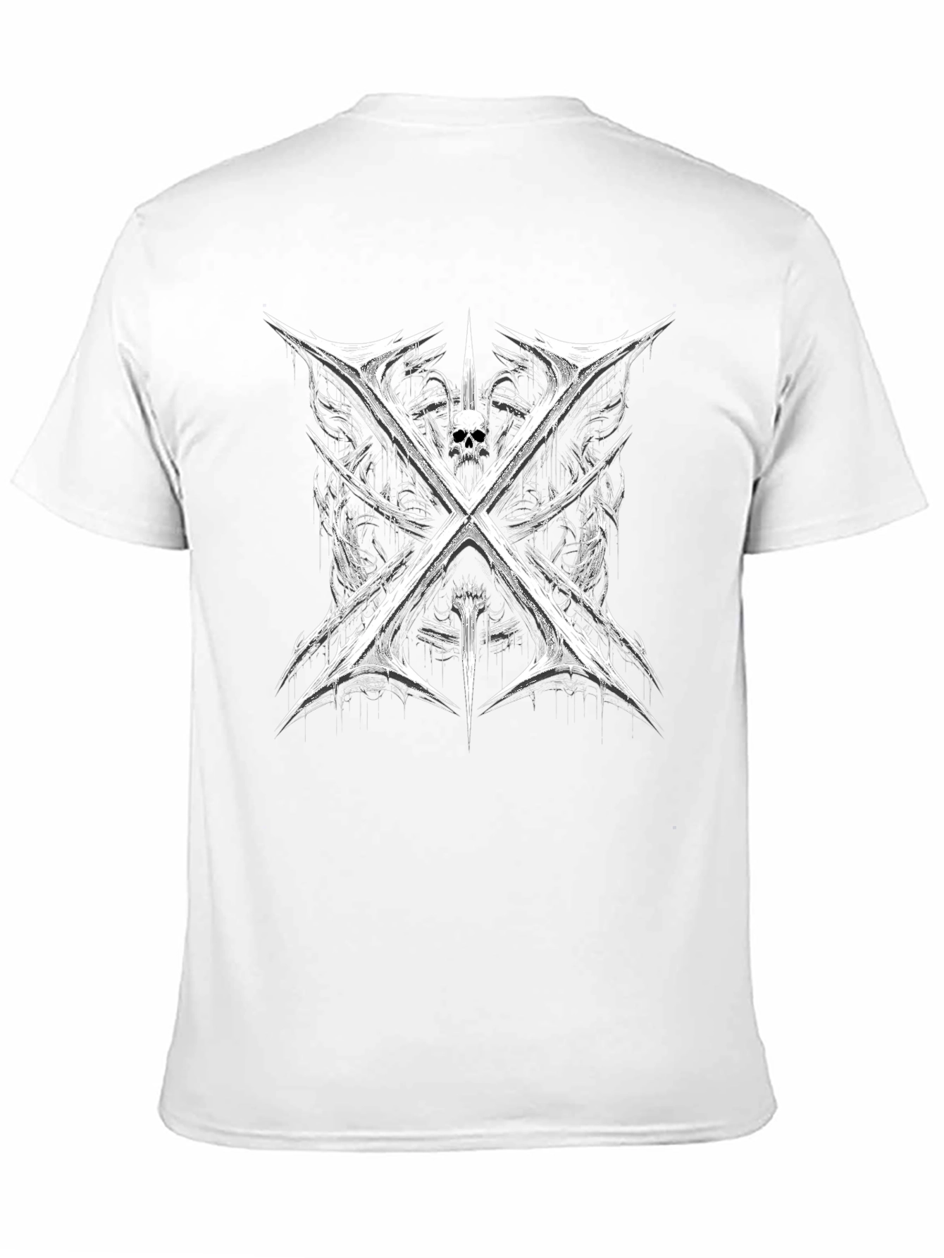 Edgy Skull & Swords Graphic Tee - Black