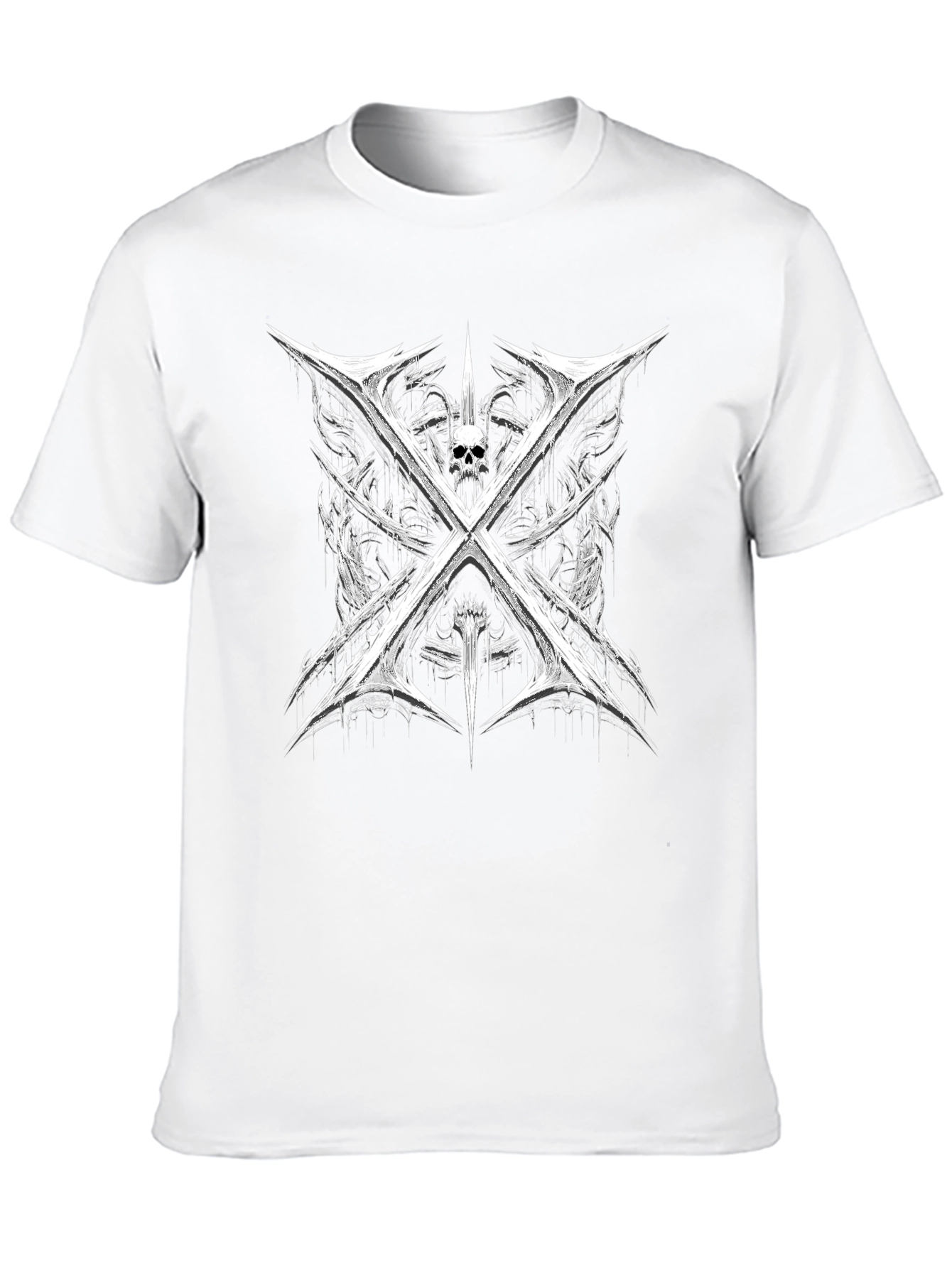 Edgy Skull & Swords Graphic Tee - Black