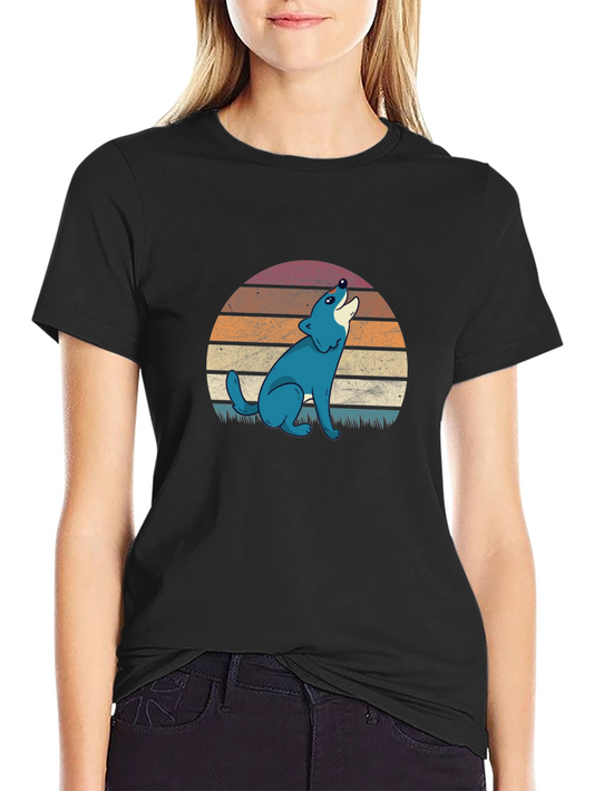 Retro Wolf Graphic T-Shirt - Black Cotton Tee