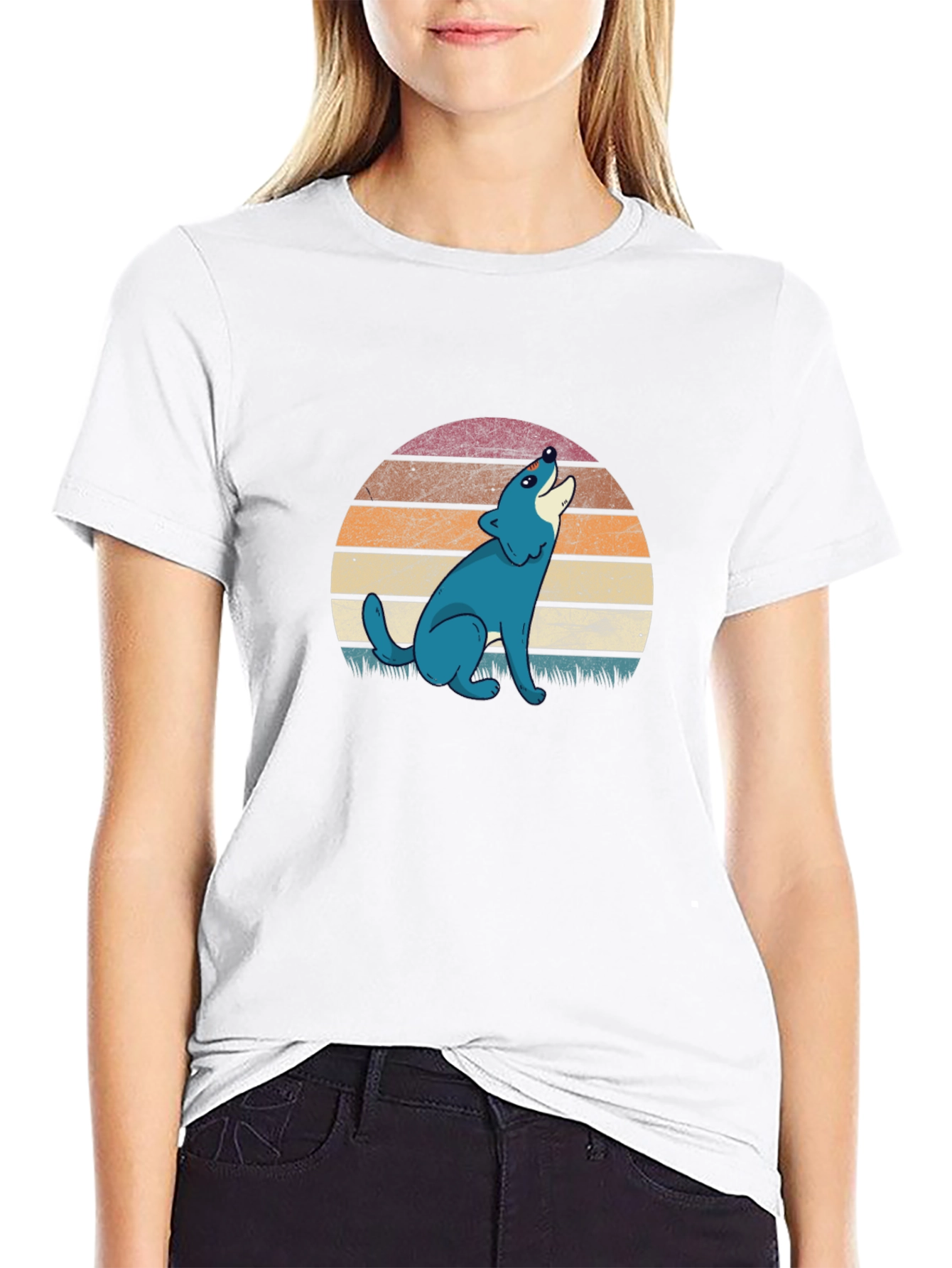Retro Wolf Graphic T-Shirt - Black Cotton Tee
