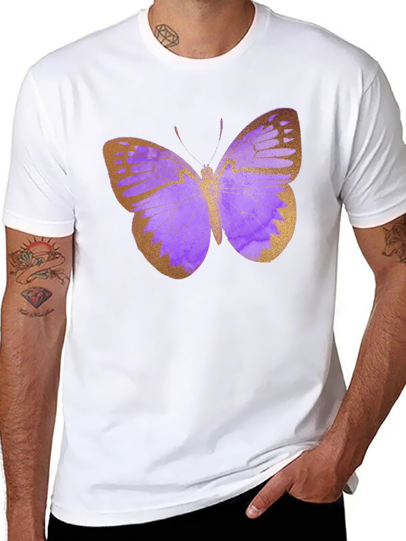 Butterfly Print Black T-Shirt