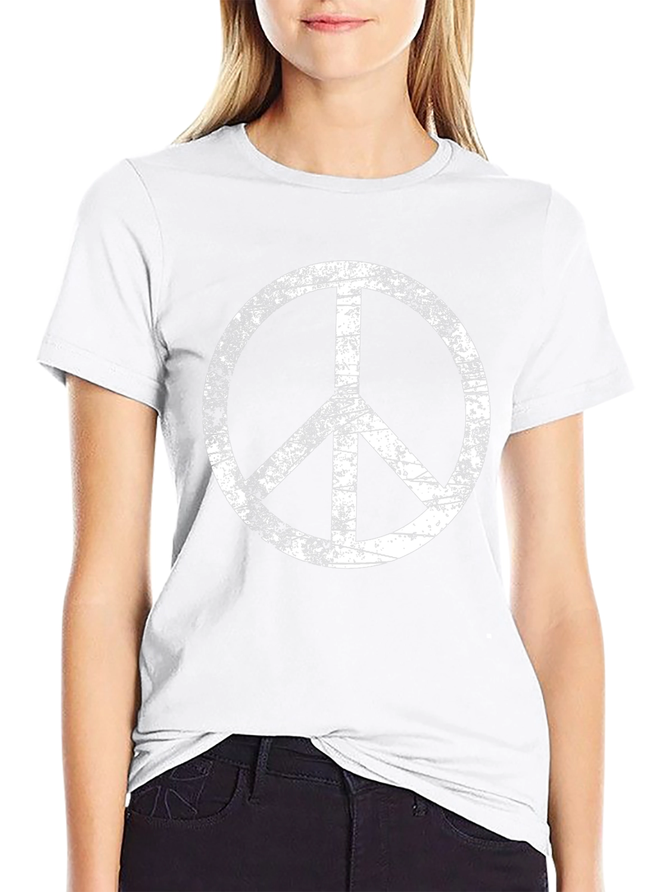 Distressed Peace Sign Black T-Shirt