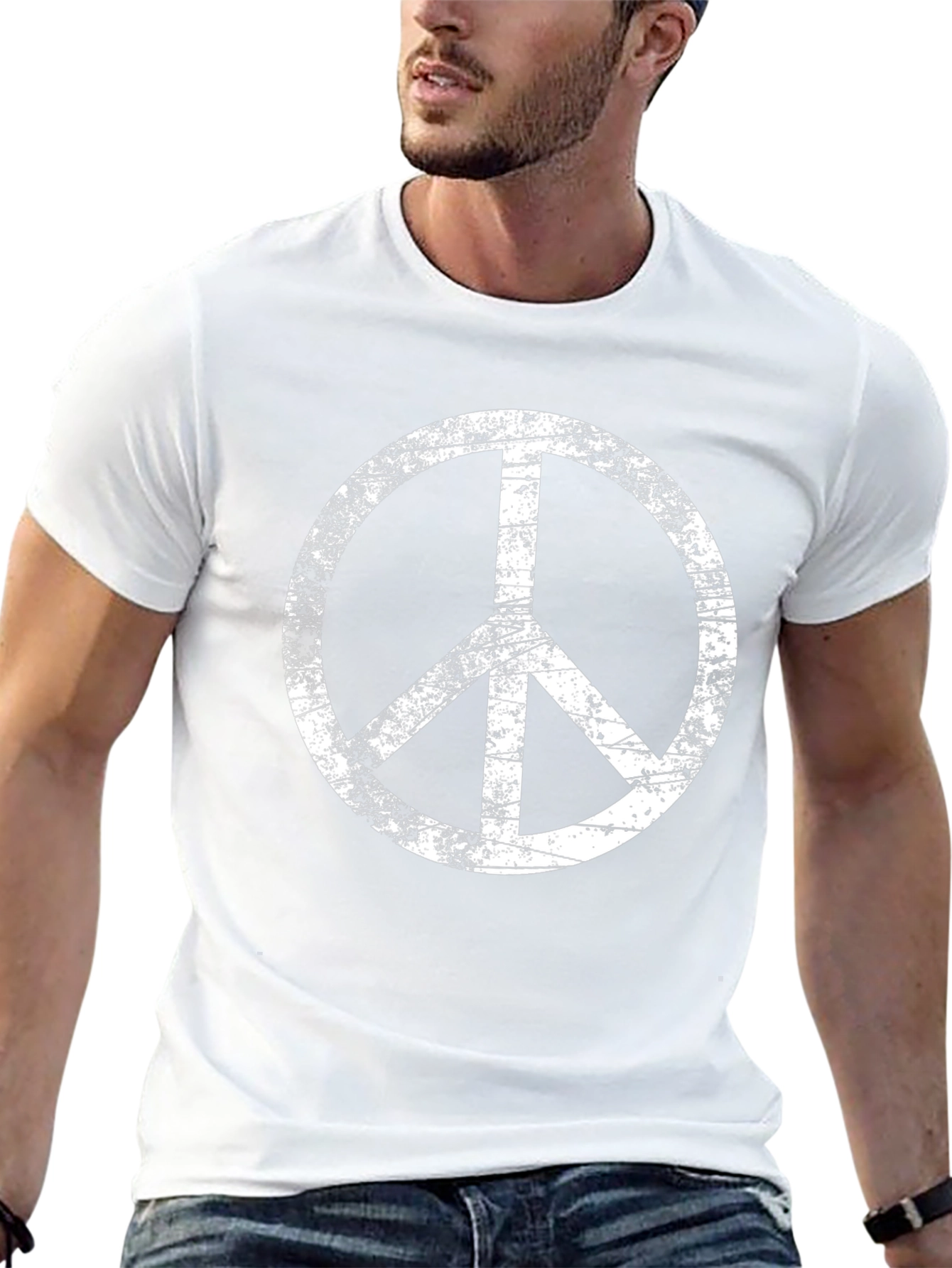 Distressed Peace Sign Black T-Shirt