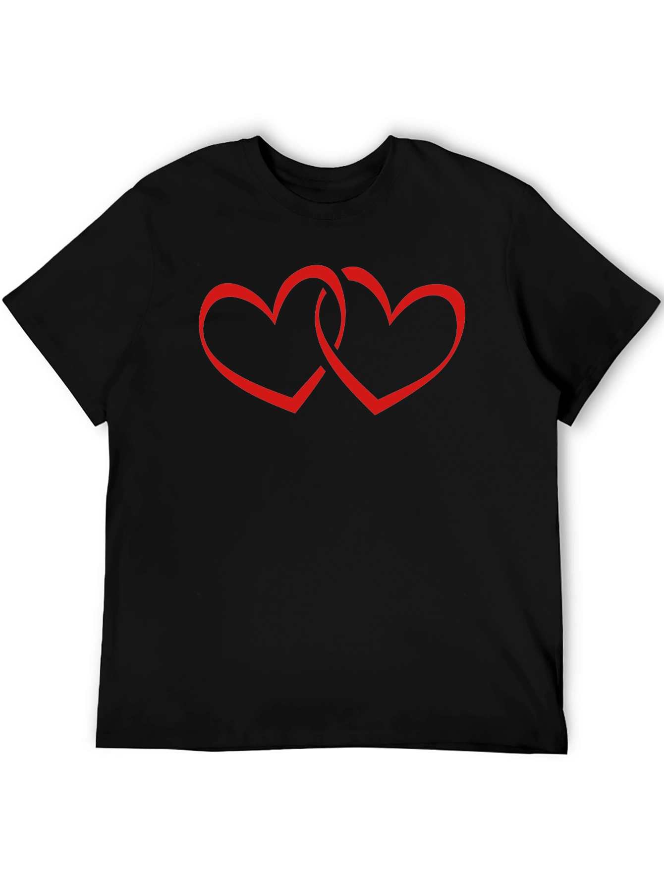 Black T-Shirt with Interlocking Hearts