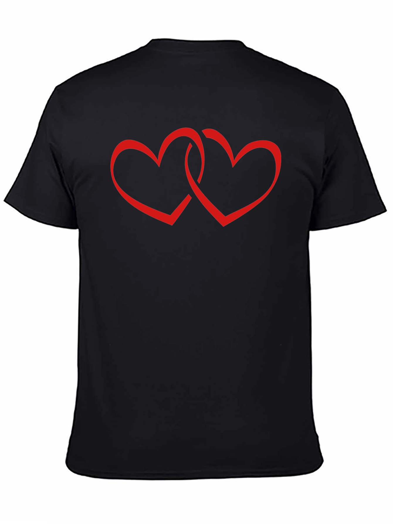 Black T-Shirt with Interlocking Hearts
