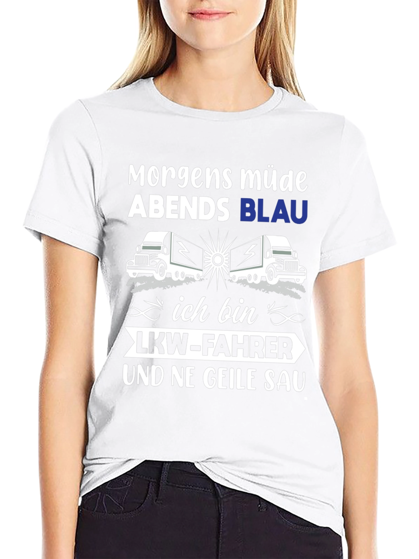 Trucker T-Shirt: Morgens Müde Abends Blau