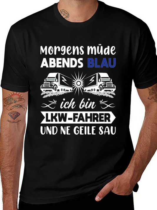 Trucker T-Shirt: Morgens Müde Abends Blau