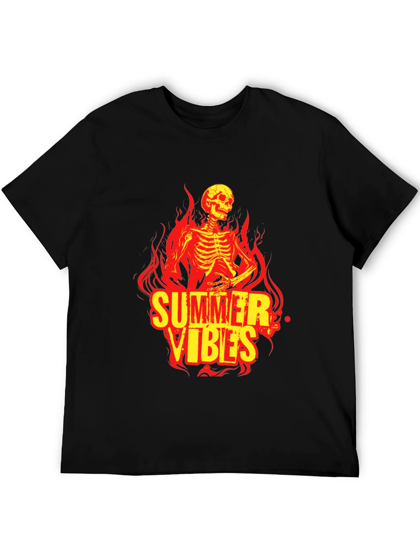 Summer Vibes Skeleton Graphic Black T-Shirt