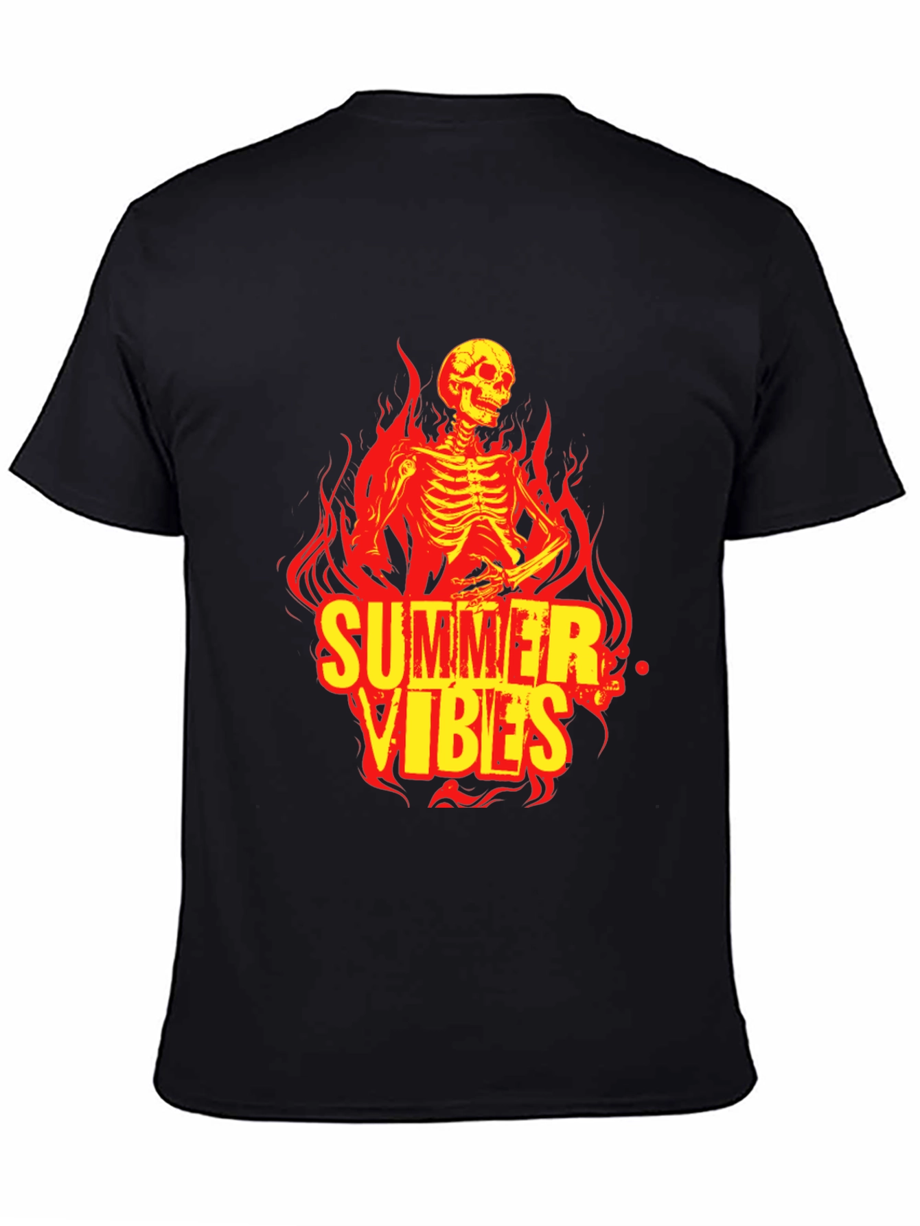 Summer Vibes Skeleton Graphic Black T-Shirt