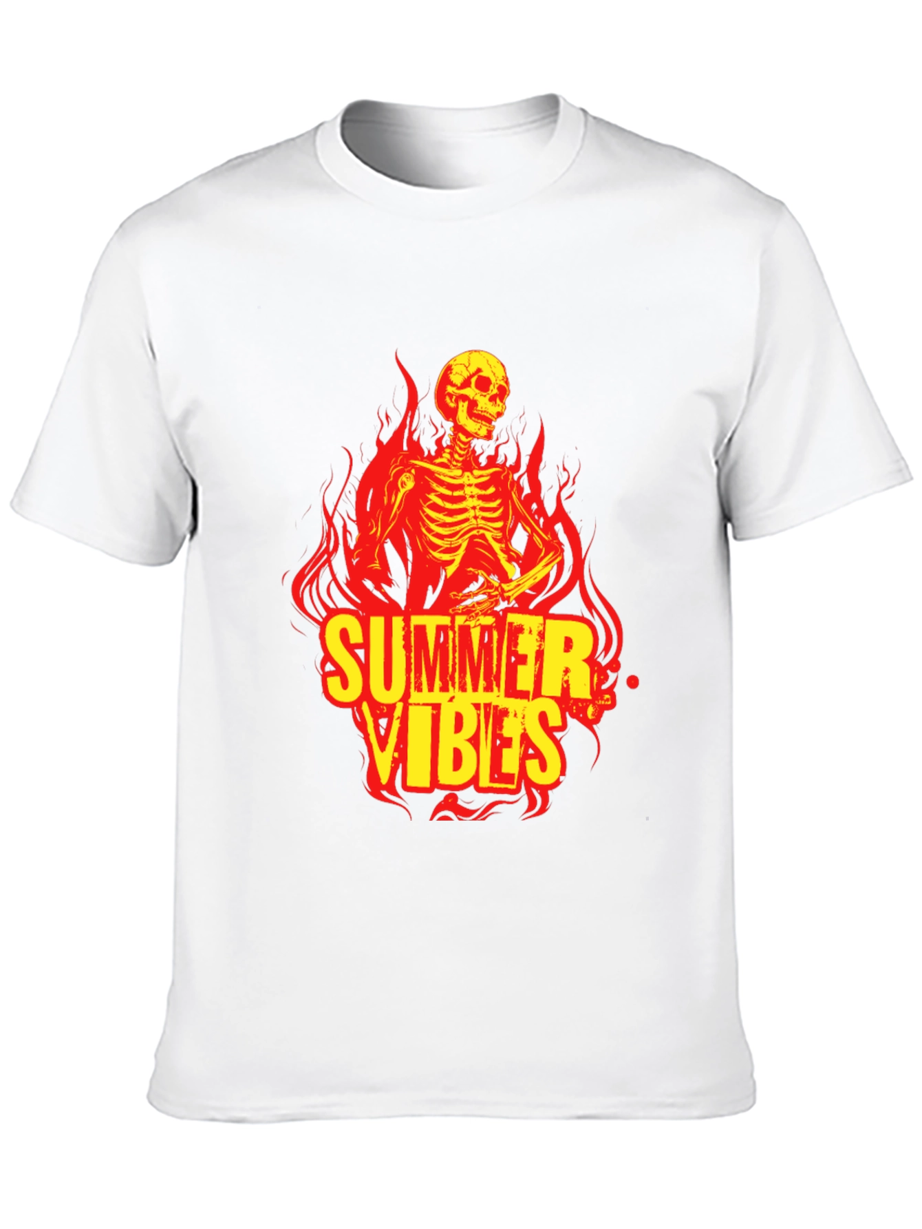 Summer Vibes Skeleton Graphic Black T-Shirt