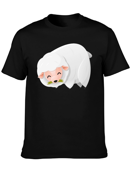 Cute Sheep Graphic Black T-Shirt
