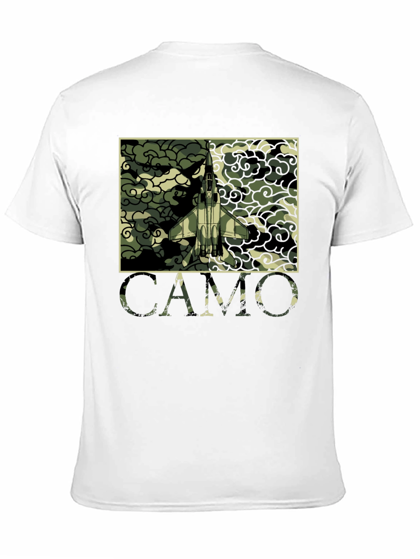 Camo Jet Fighter Graphic T-Shirt - Military Style Tee