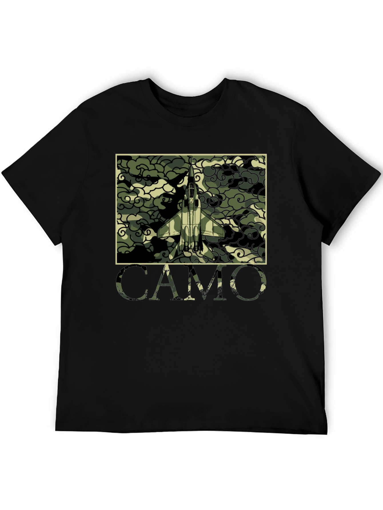 Camo Jet Fighter Graphic T-Shirt - Military Style Tee