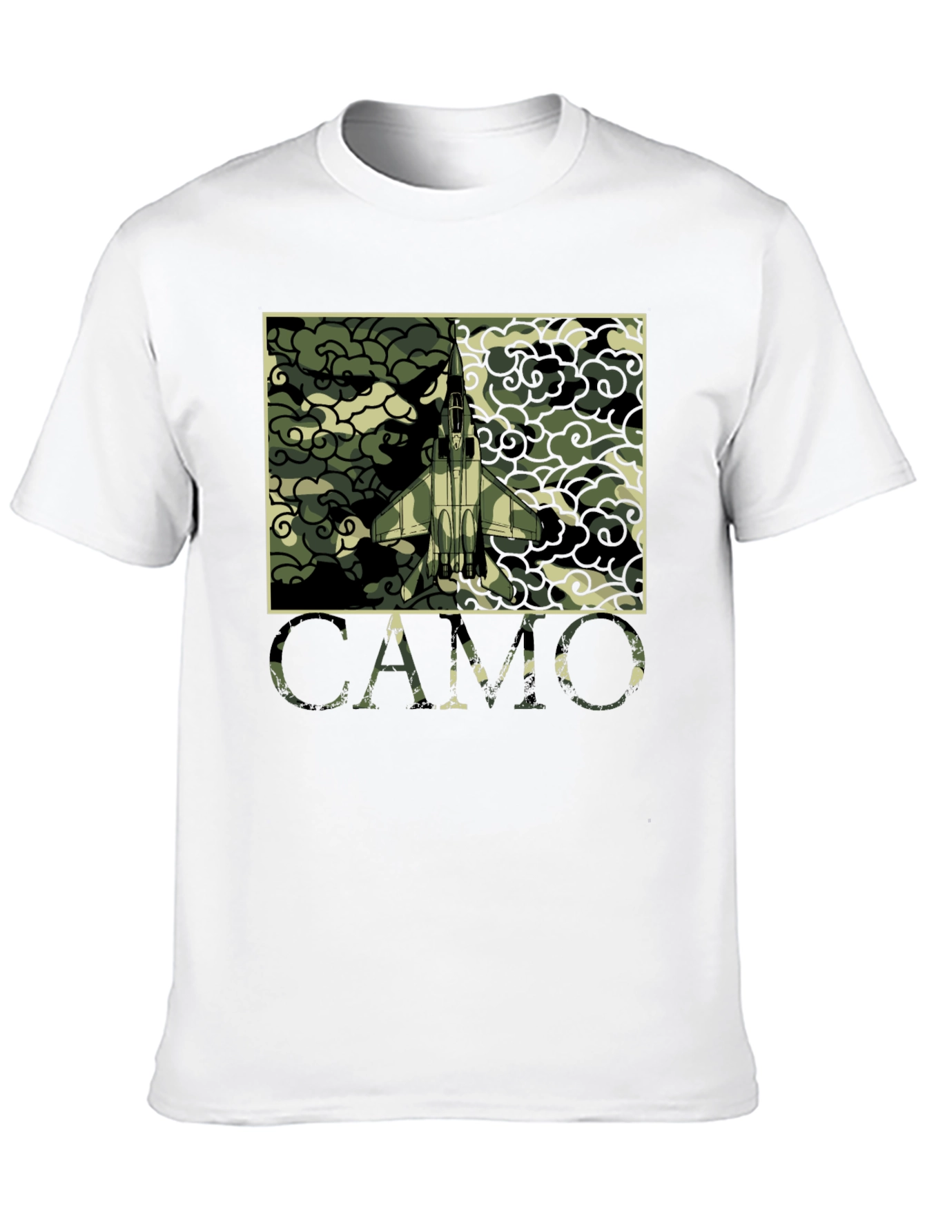 Camo Jet Fighter Graphic T-Shirt - Military Style Tee