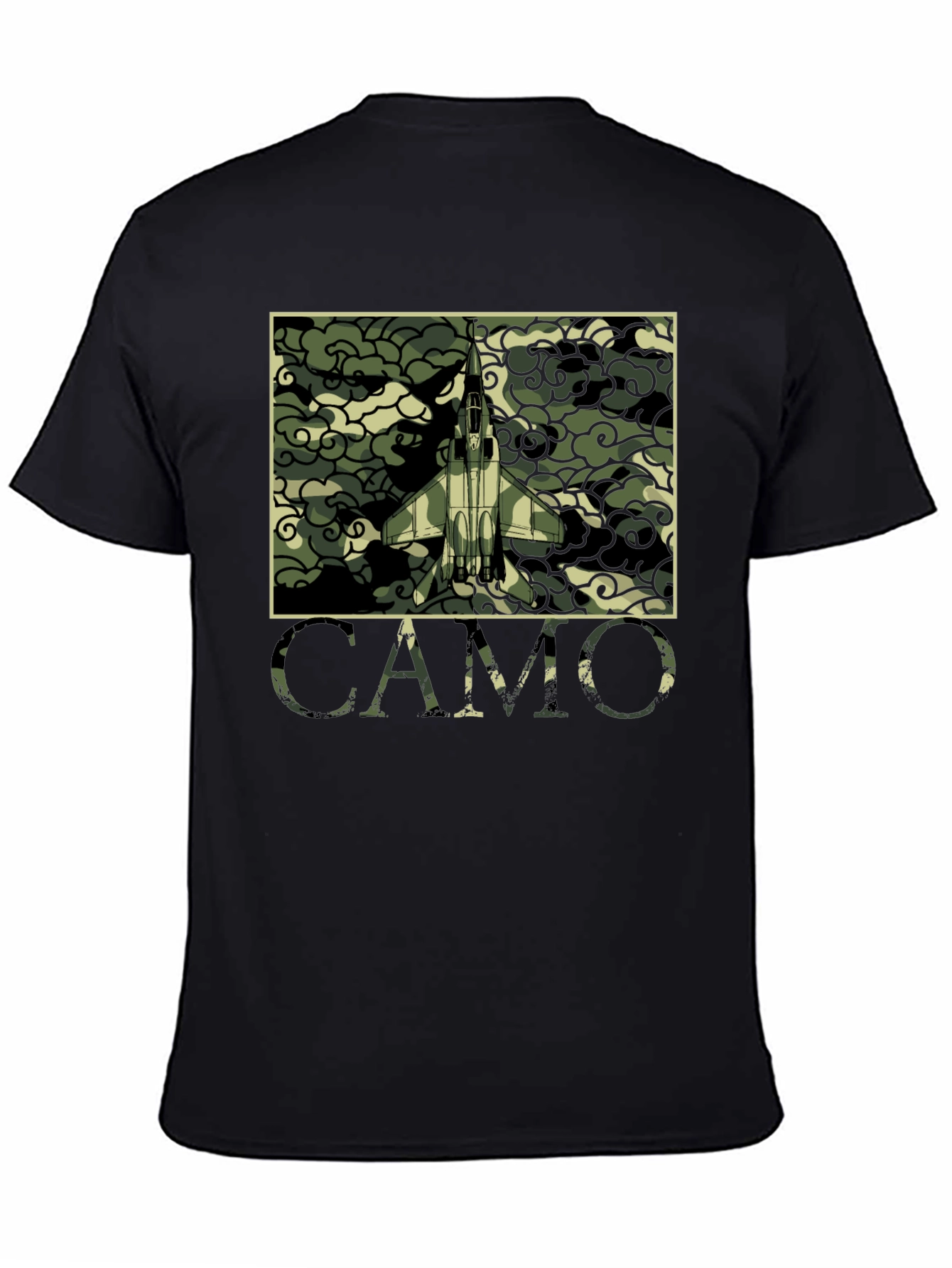 Camo Jet Fighter Graphic T-Shirt - Military Style Tee