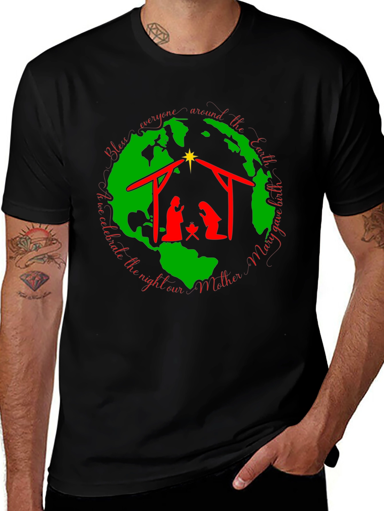Nativity Scene Black T-Shirt