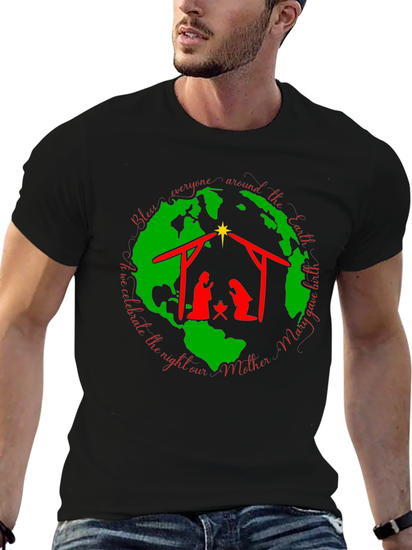 Nativity Scene Black T-Shirt