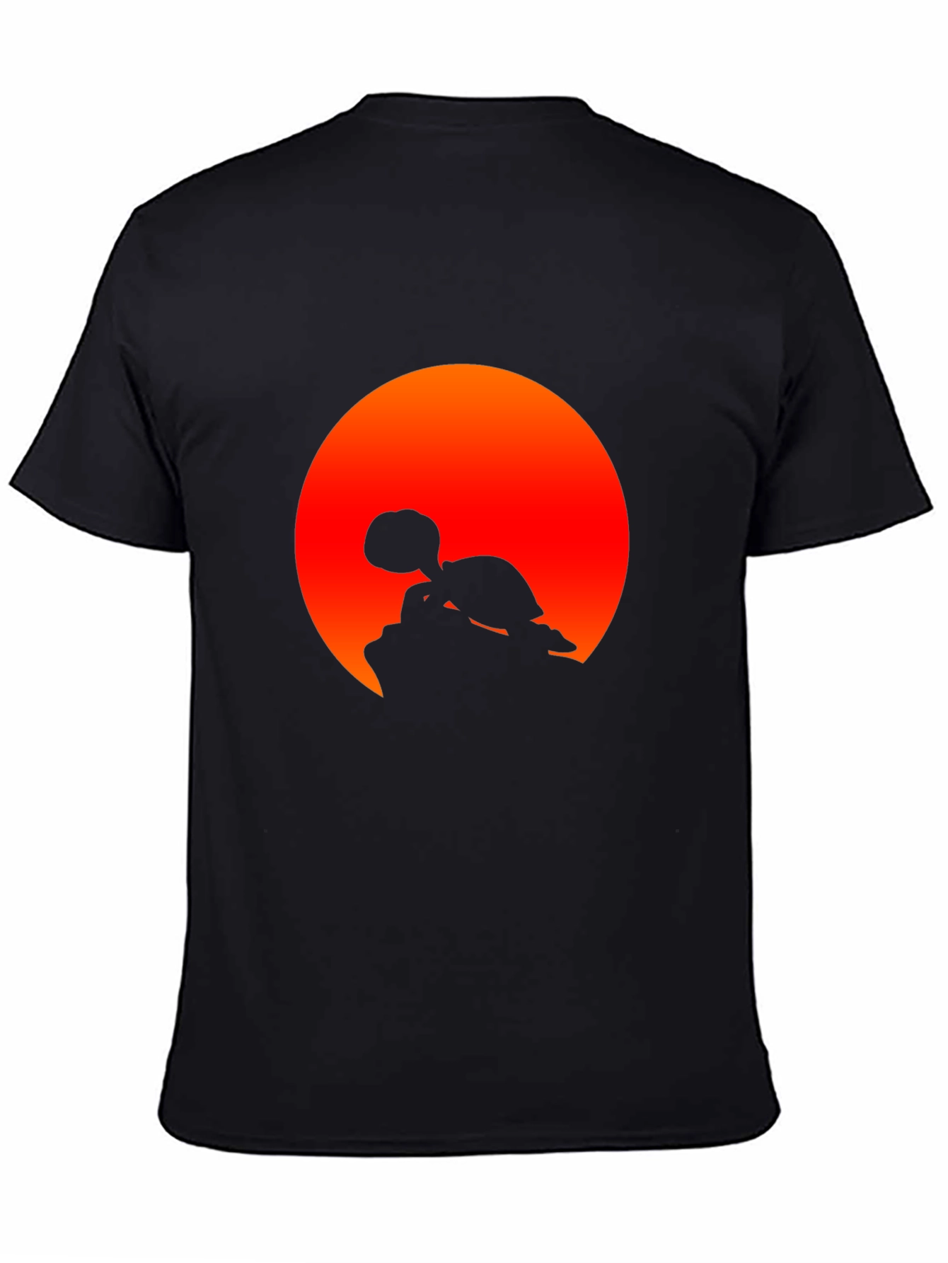 Turtle Sunset Graphic Tee - Black Cotton Shirt