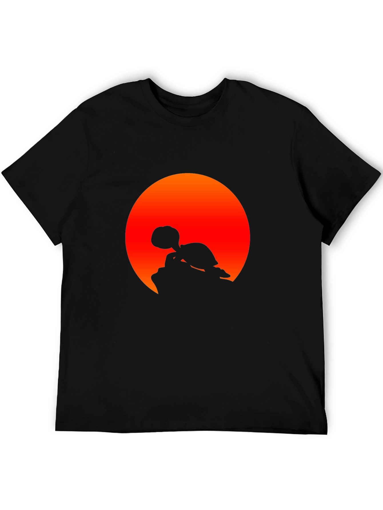 Turtle Sunset Graphic Tee - Black Cotton Shirt