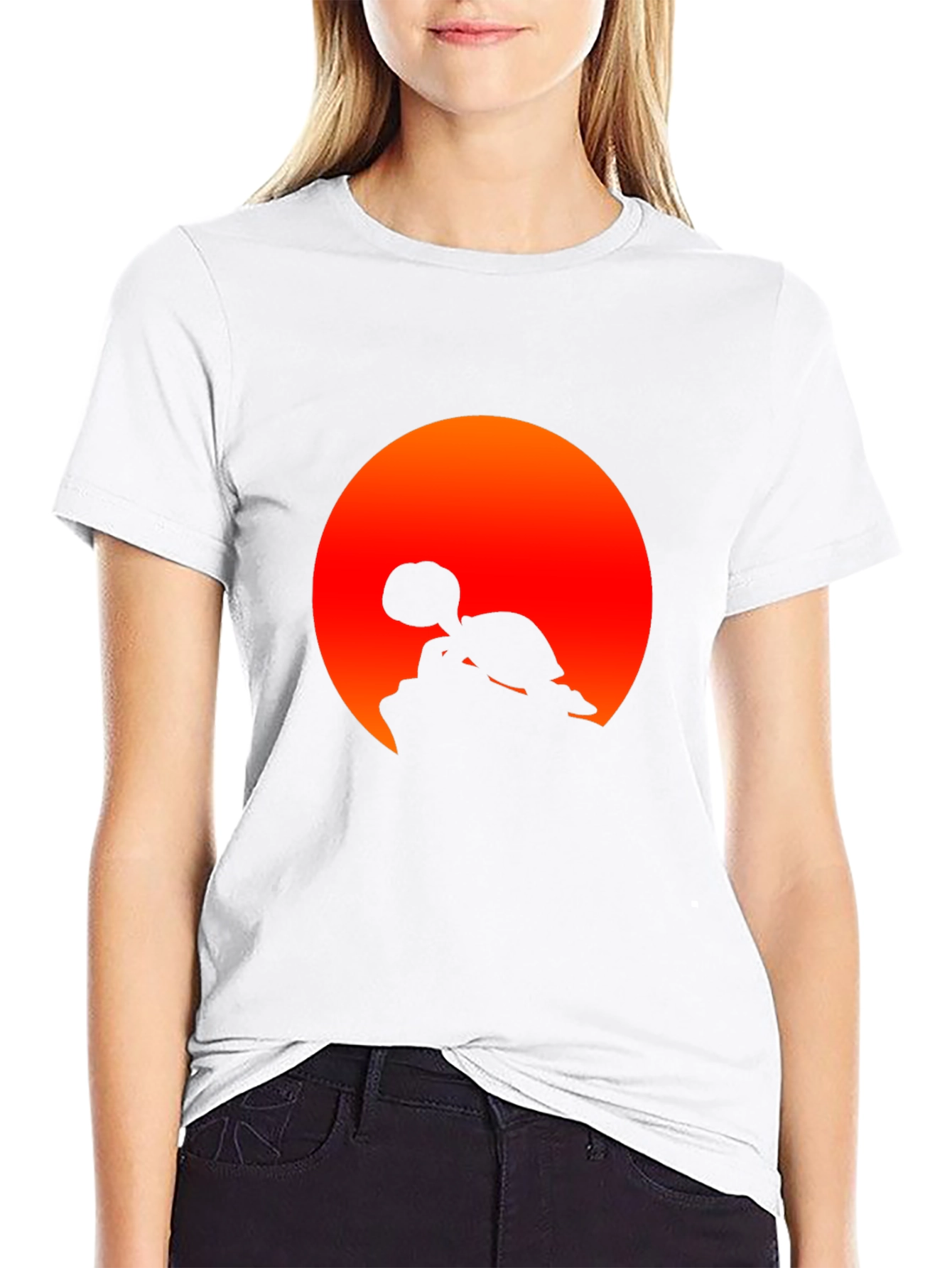 Turtle Sunset Graphic Tee - Black Cotton Shirt