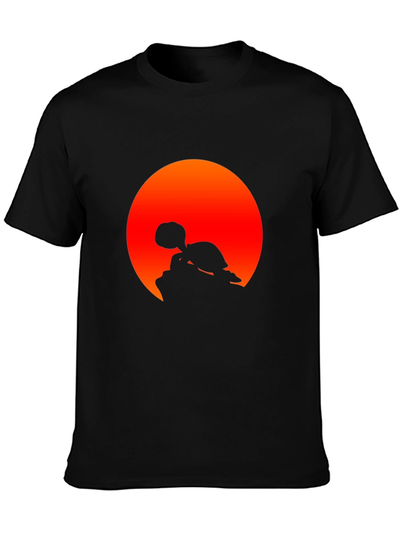 Turtle Sunset Graphic Tee - Black Cotton Shirt