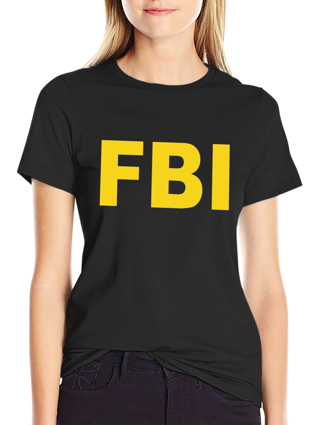 FBI Black T-Shirt - Bold Yellow Print