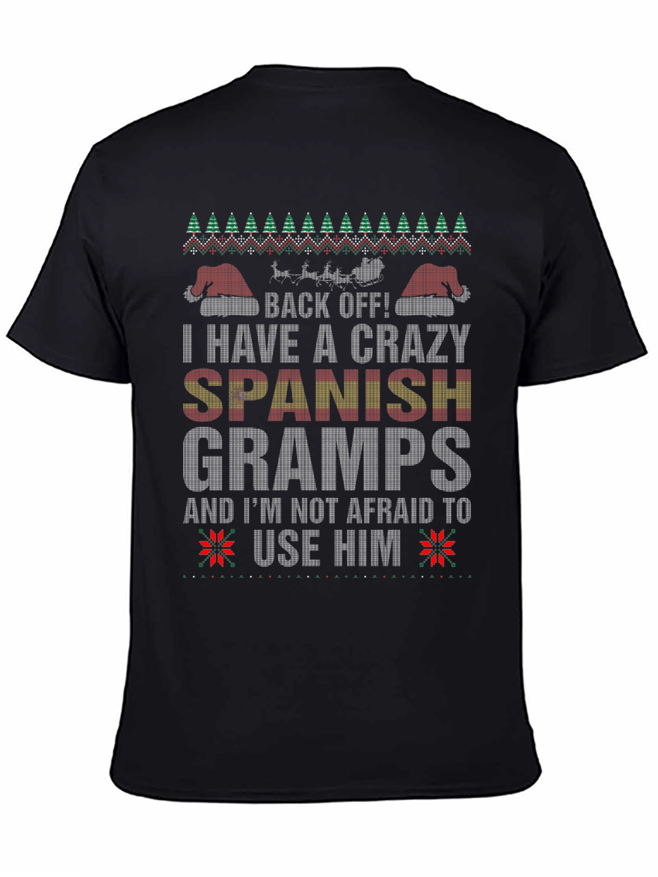 Crazy Spanish Gramps Ugly Christmas Sweater T-Shirt