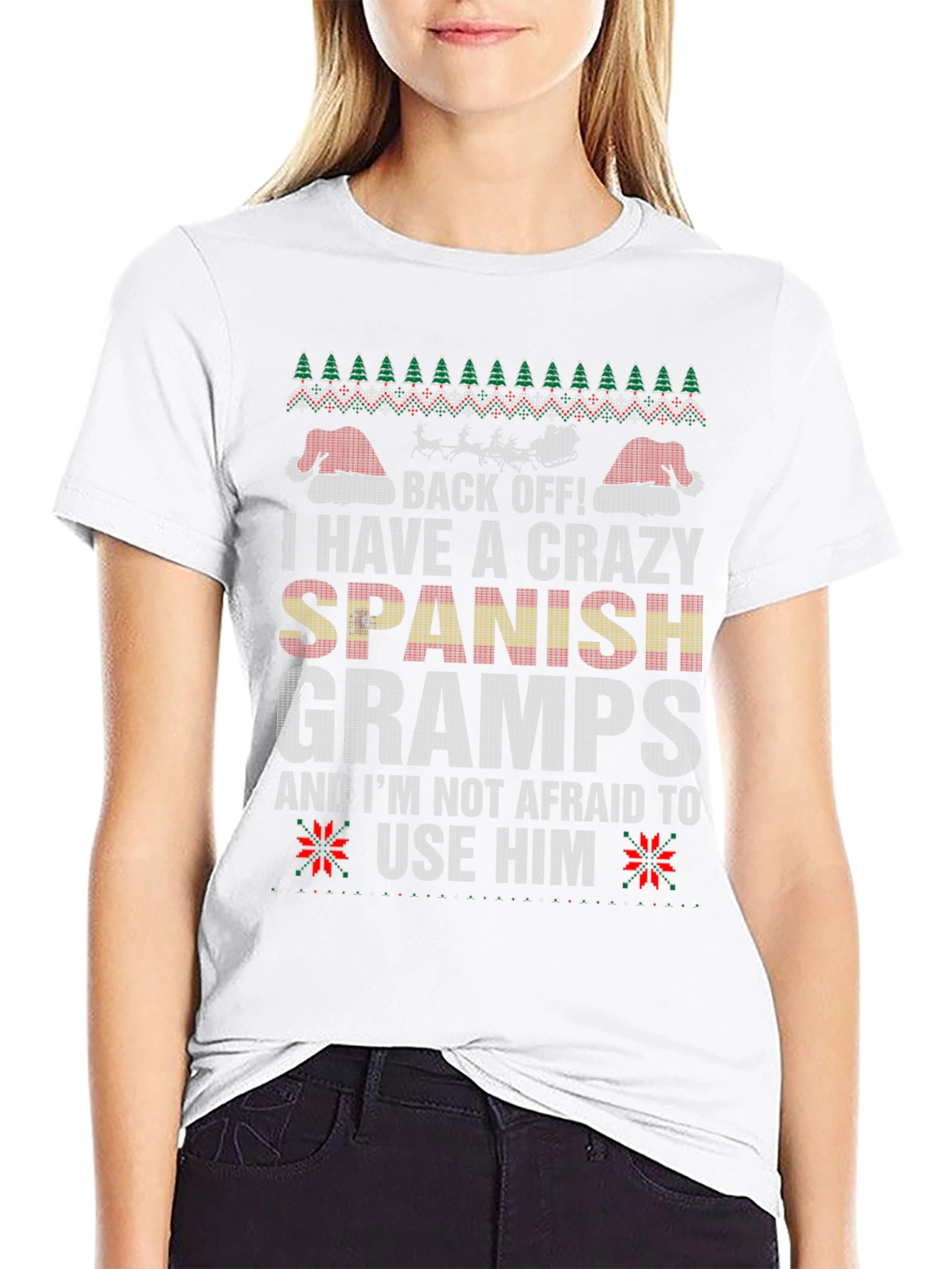 Crazy Spanish Gramps Ugly Christmas Sweater T-Shirt