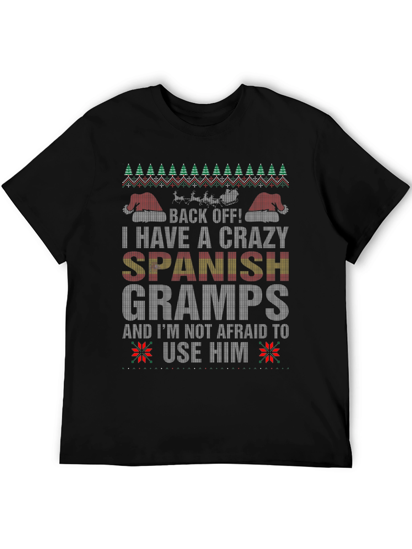 Crazy Spanish Gramps Ugly Christmas Sweater T-Shirt