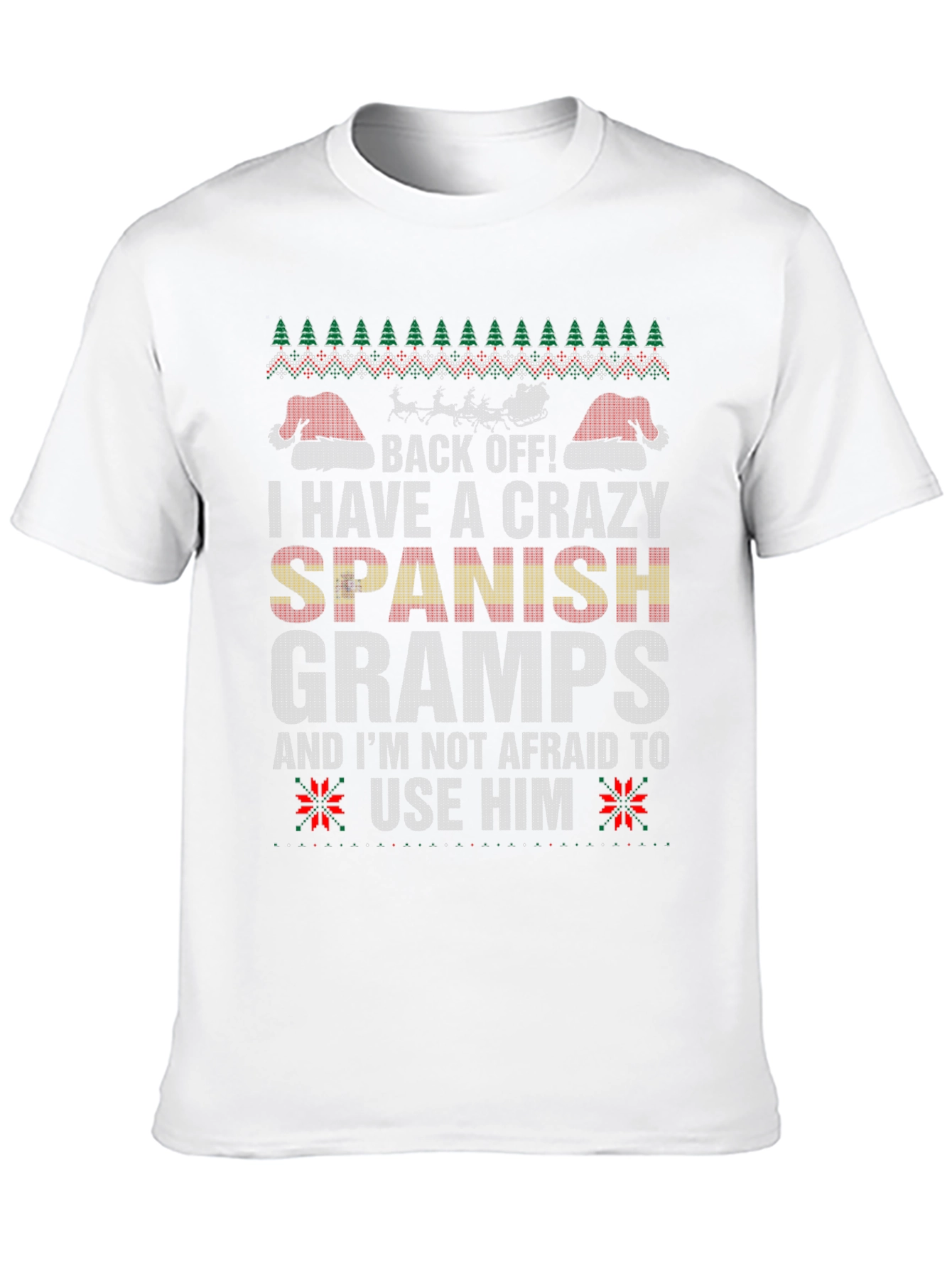 Crazy Spanish Gramps Ugly Christmas Sweater T-Shirt