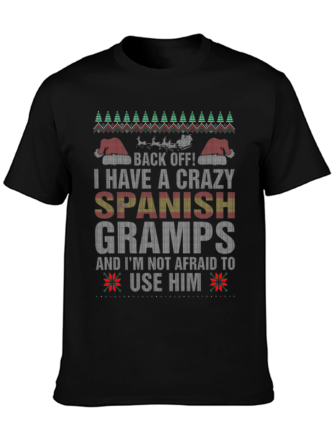 Crazy Spanish Gramps Ugly Christmas Sweater T-Shirt