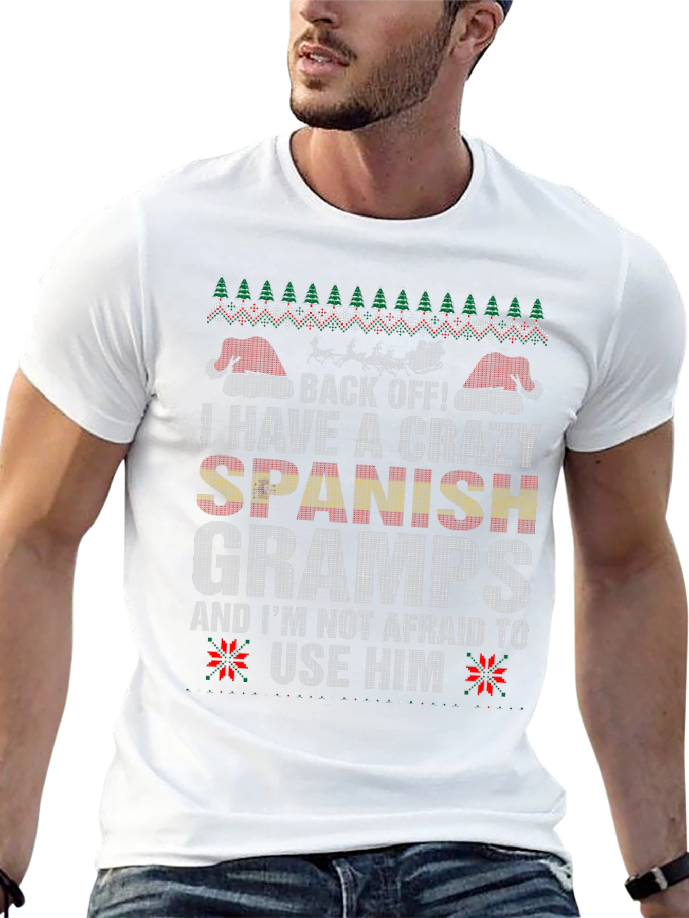 Crazy Spanish Gramps Ugly Christmas Sweater T-Shirt