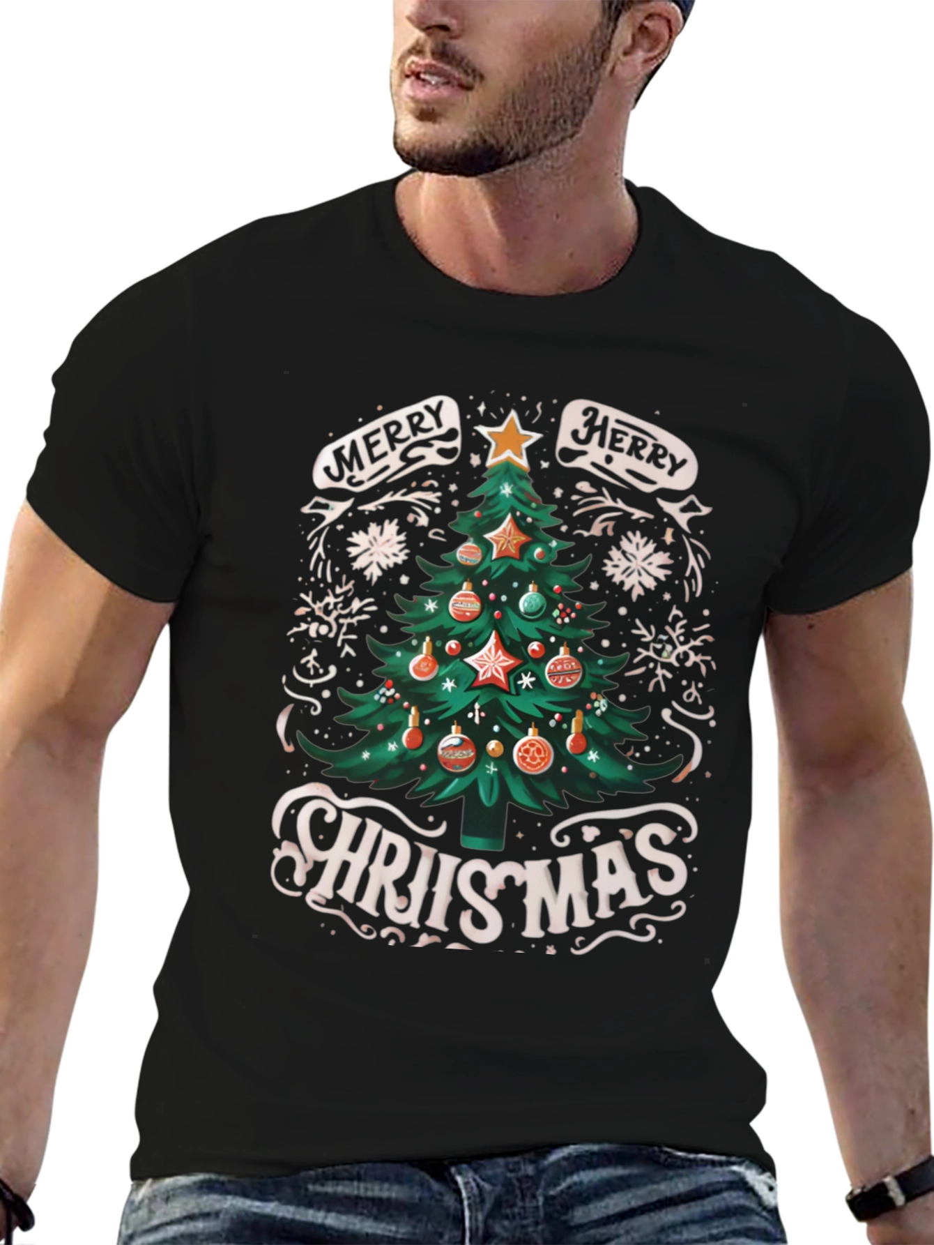 Merry Christmas Tree Graphic Tee