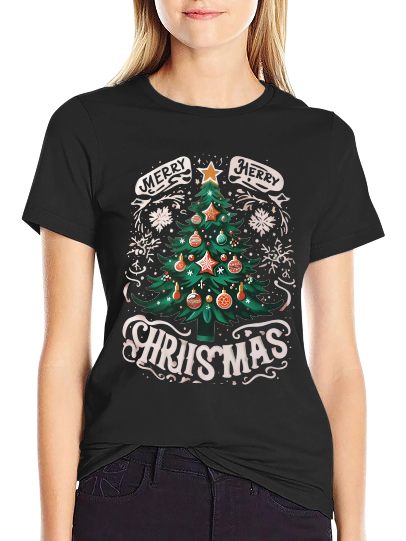 Merry Christmas Tree Graphic Tee