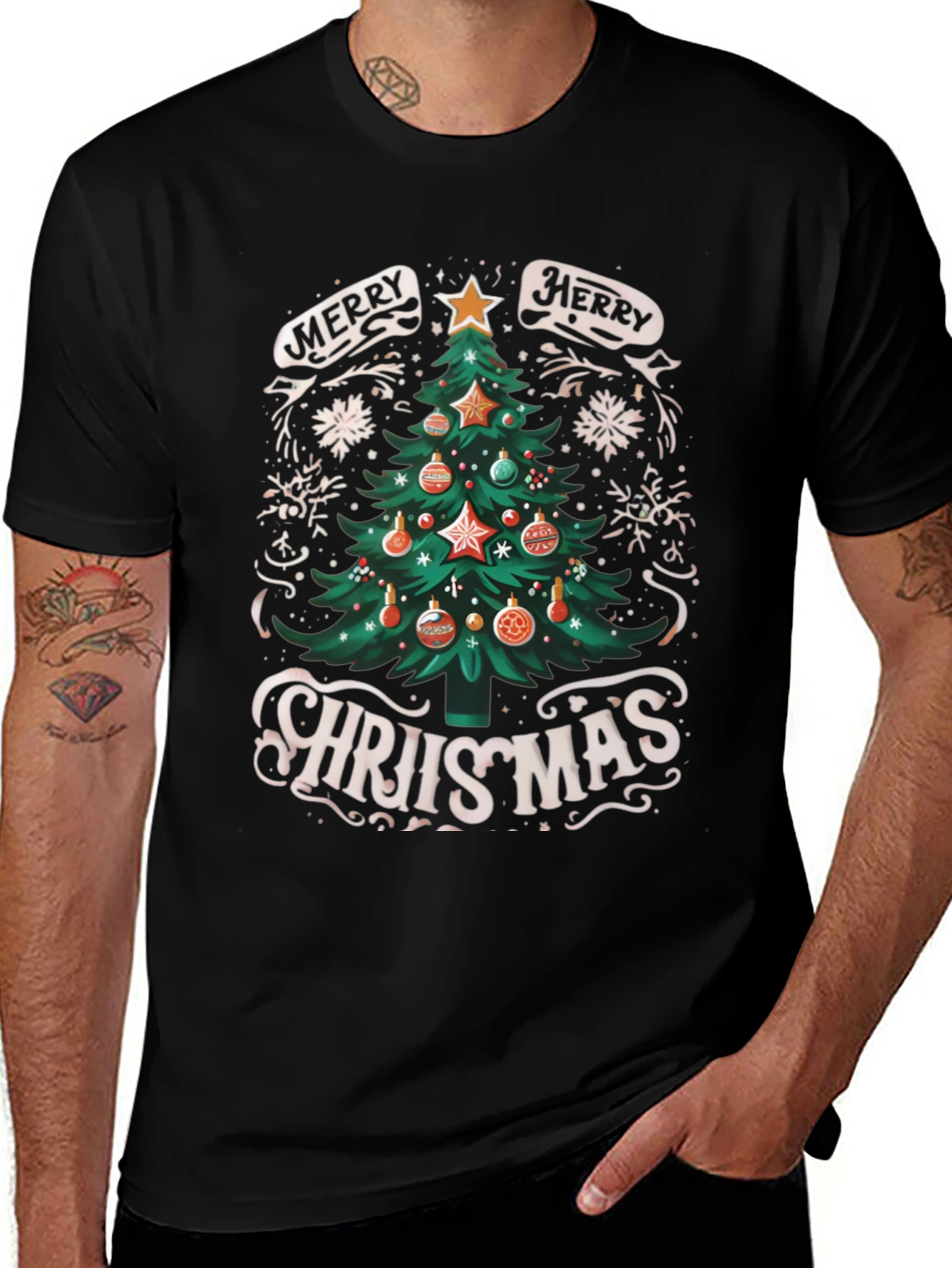 Merry Christmas Tree Graphic Tee