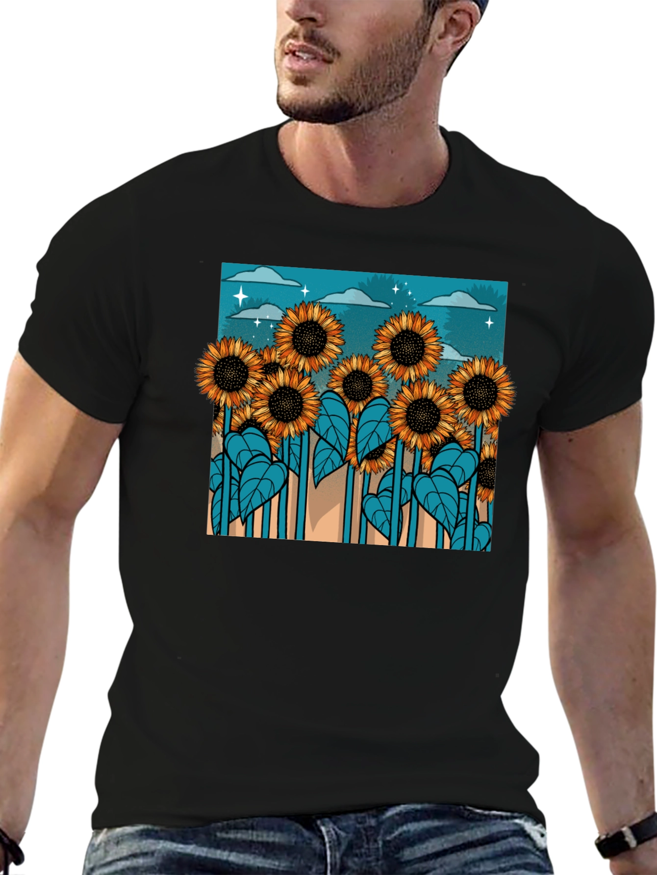 Sunflower Field Graphic Tee - Unique Design