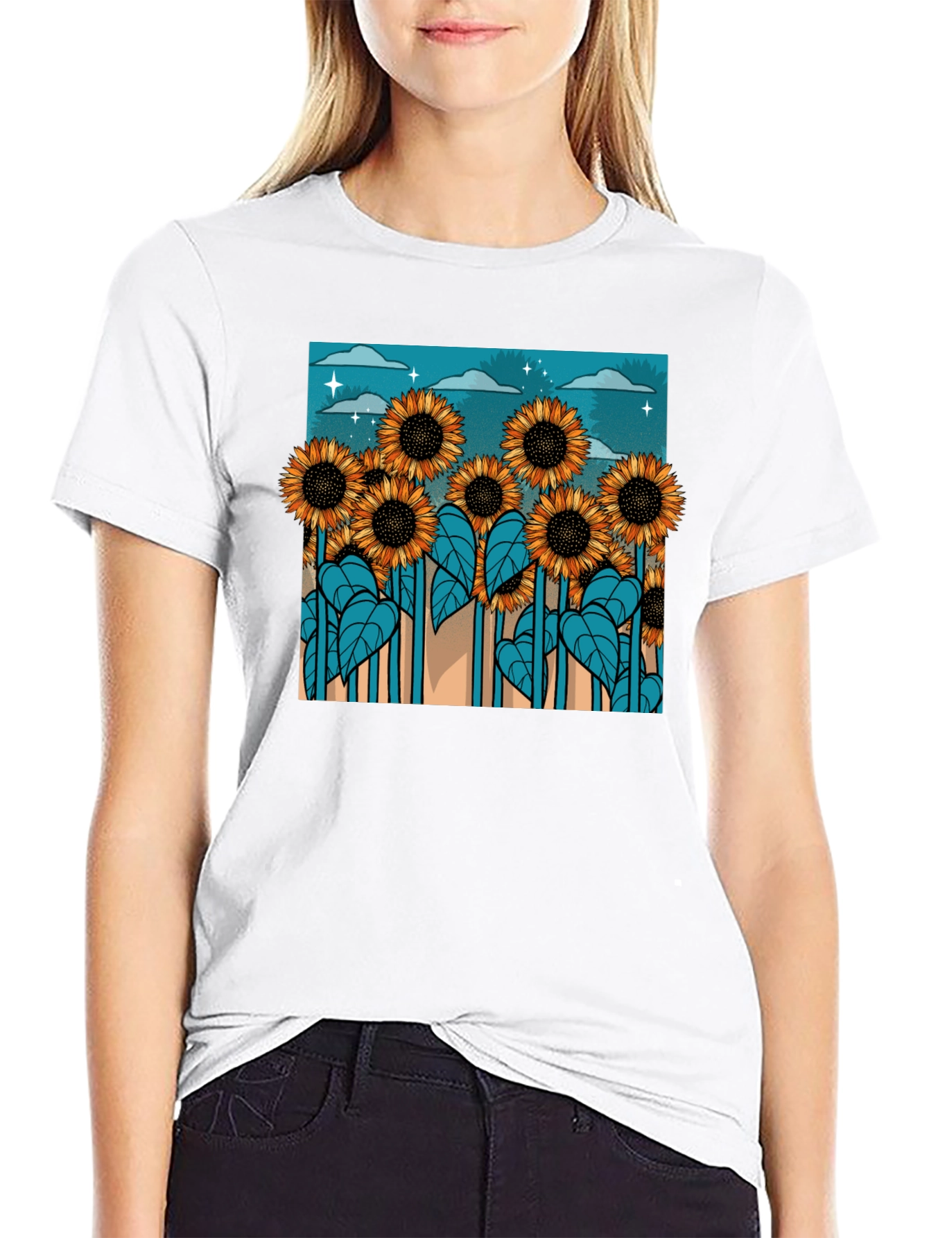 Sunflower Field Graphic Tee - Unique Design