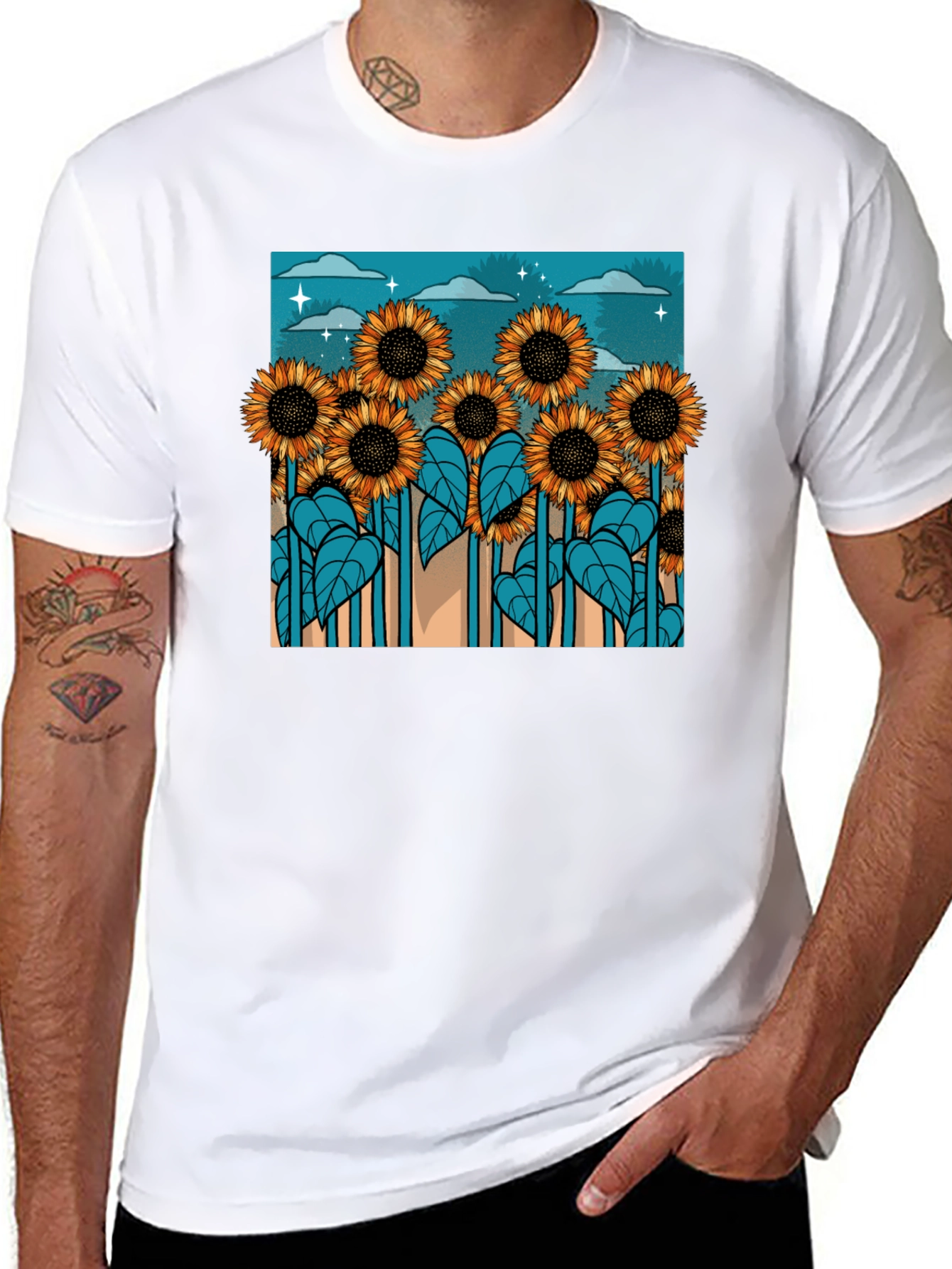 Sunflower Field Graphic Tee - Unique Design