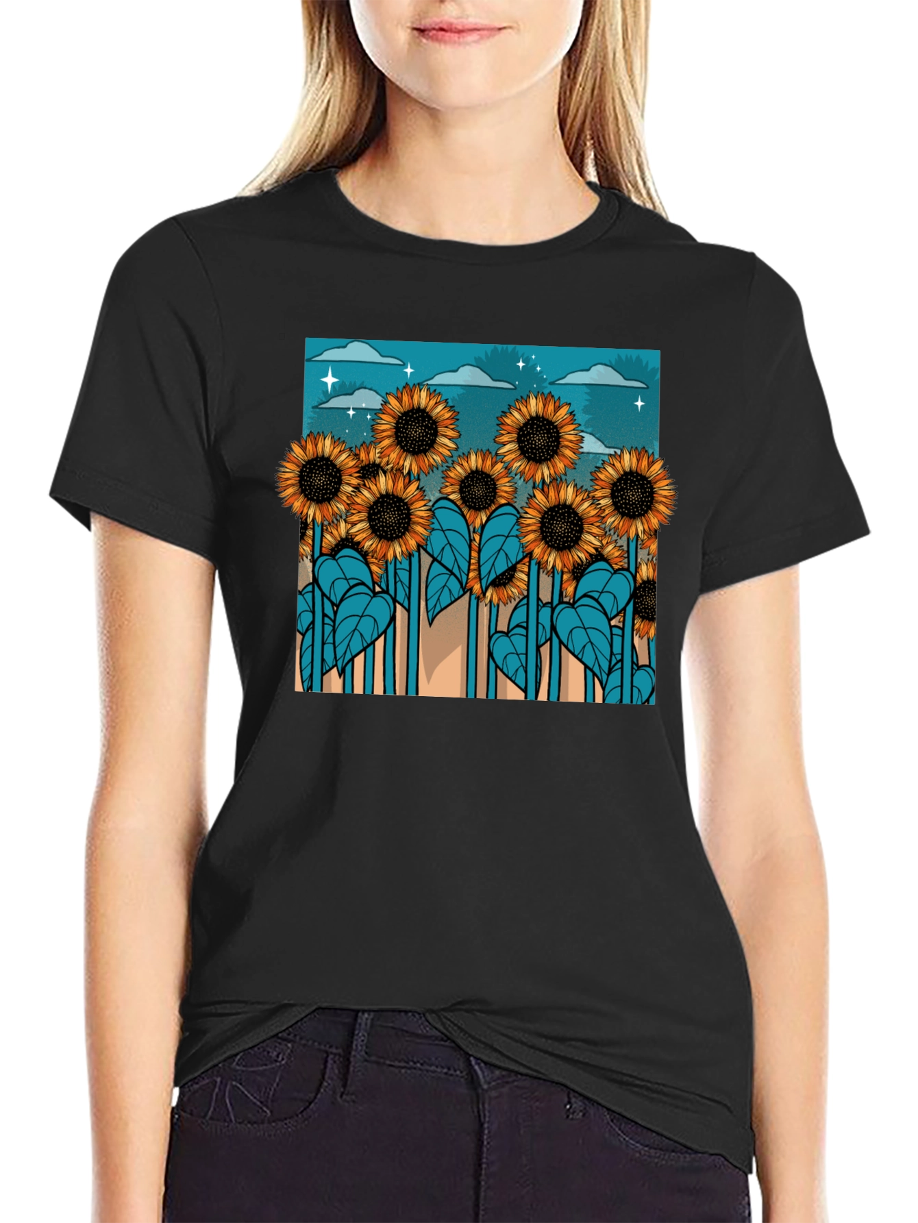 Sunflower Field Graphic Tee - Unique Design