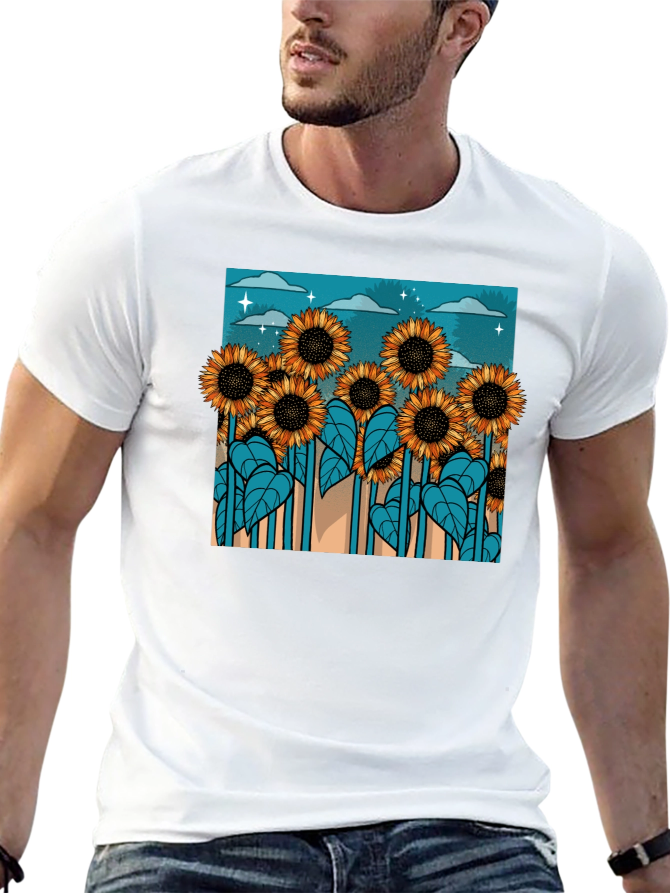Sunflower Field Graphic Tee - Unique Design