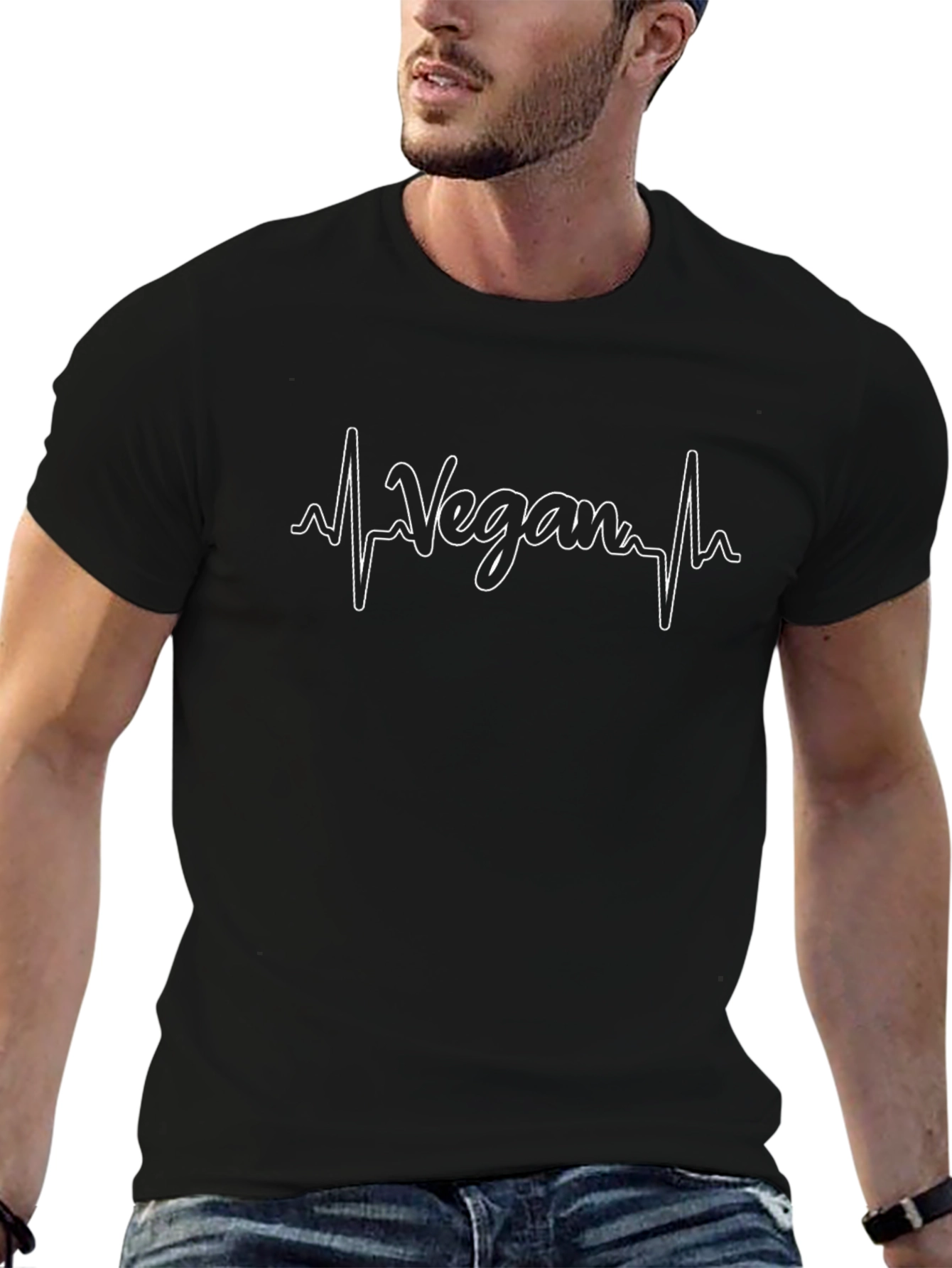 Vegan Heartbeat T-Shirt - Black
