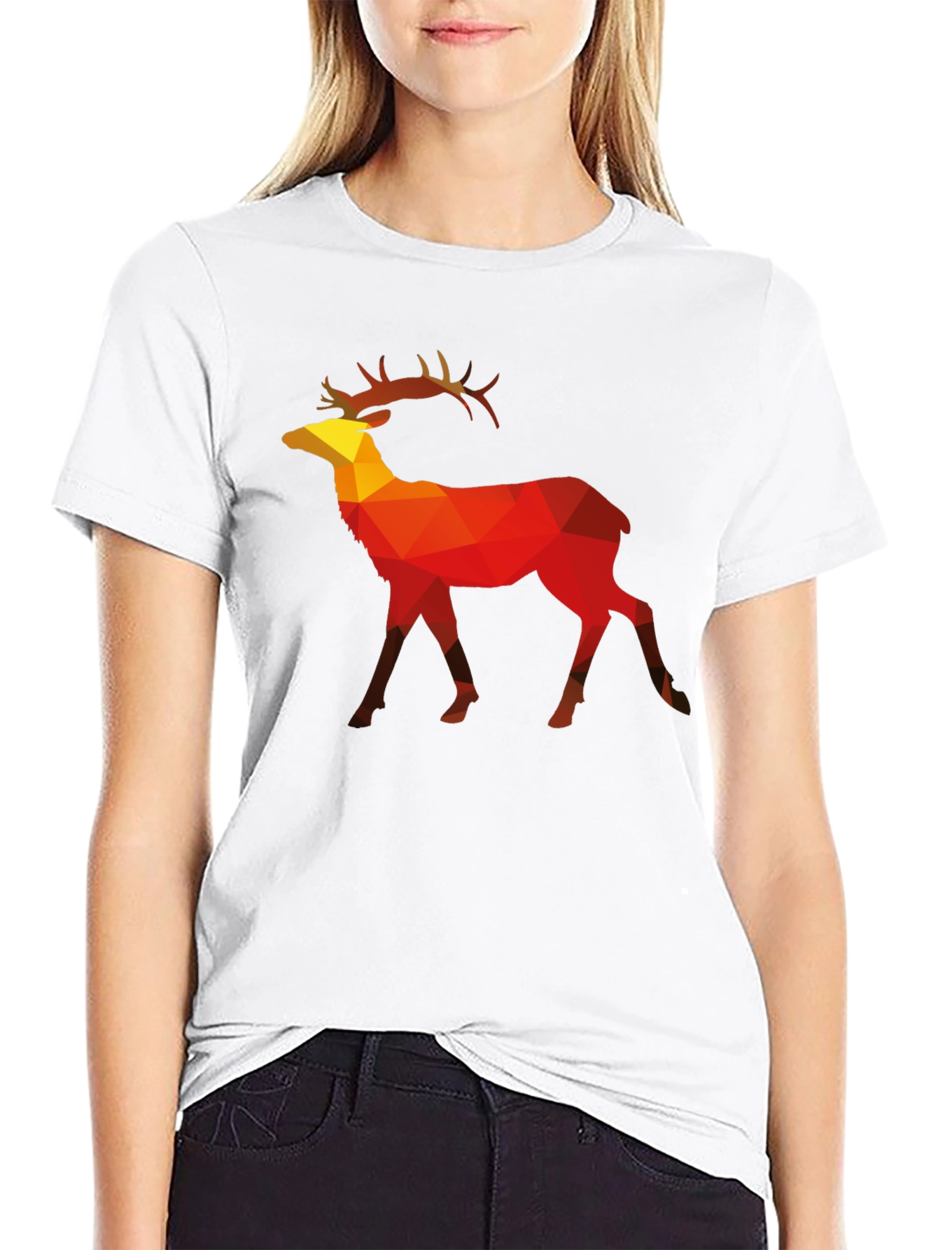Geometric Deer Graphic Tee - Mens Black T-Shirt